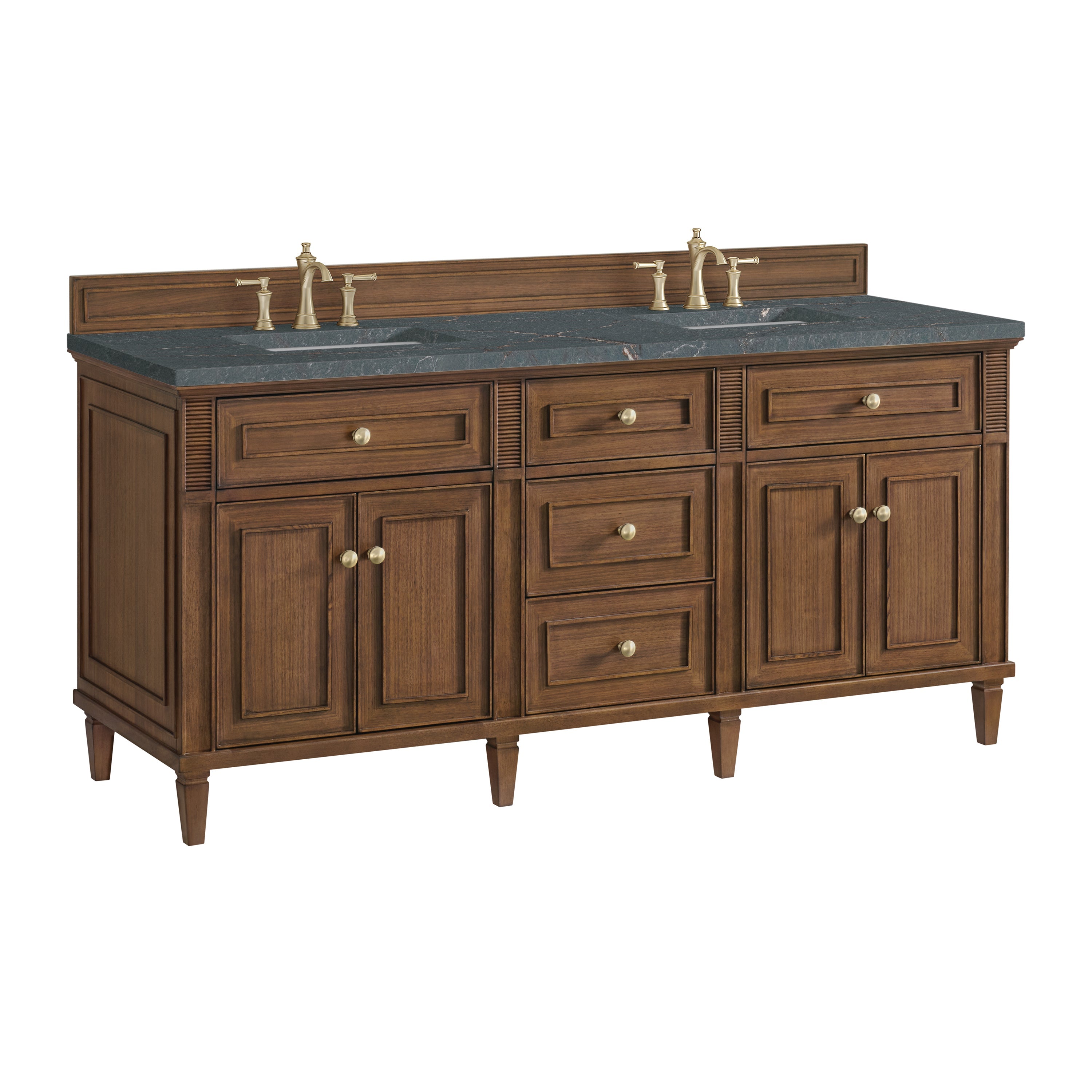 Mid-Century Walnut / Parisien Bleu - 3 Faucet Holes