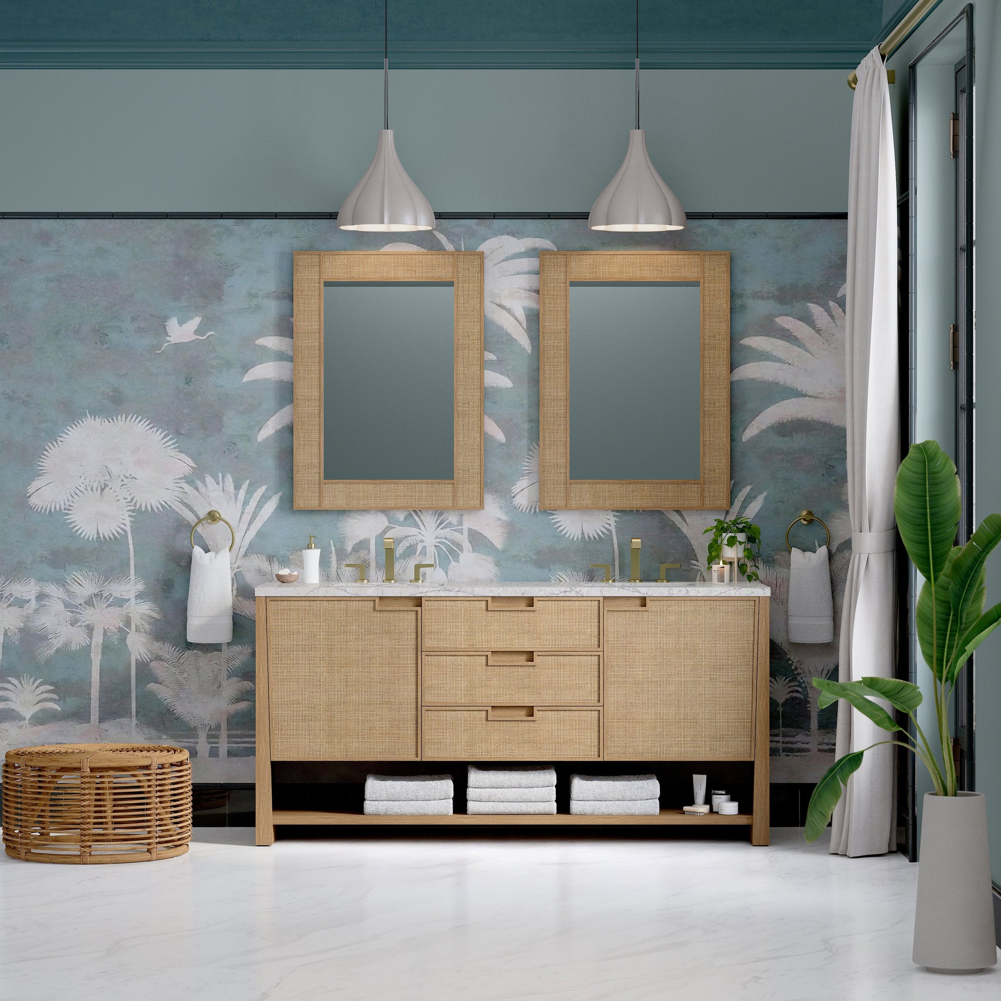 Seaside Oak / Eternal Jasmine Pearl - 3 Faucet Holes