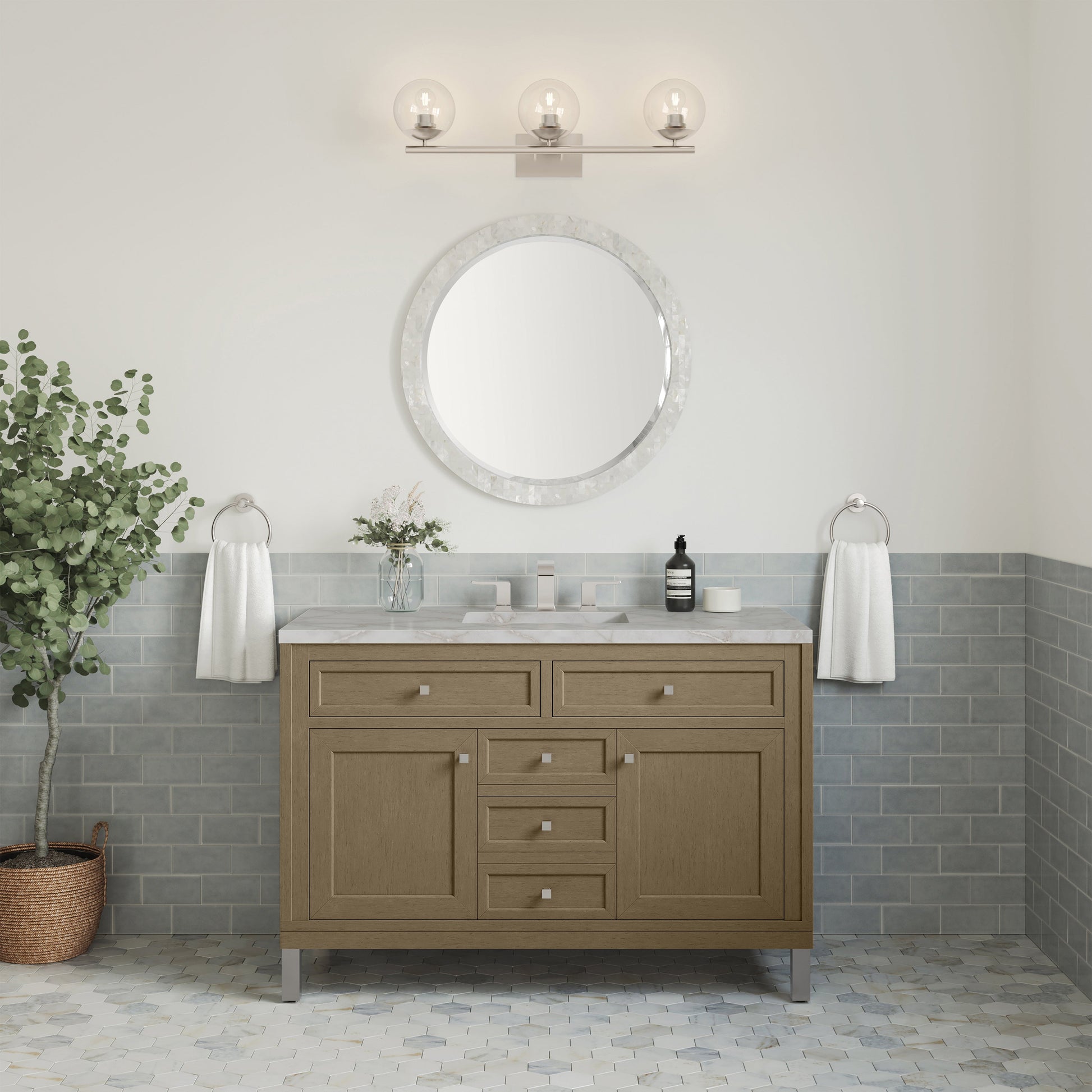 Walnut Whisper / Victorian Silver - 3 Faucet Holes