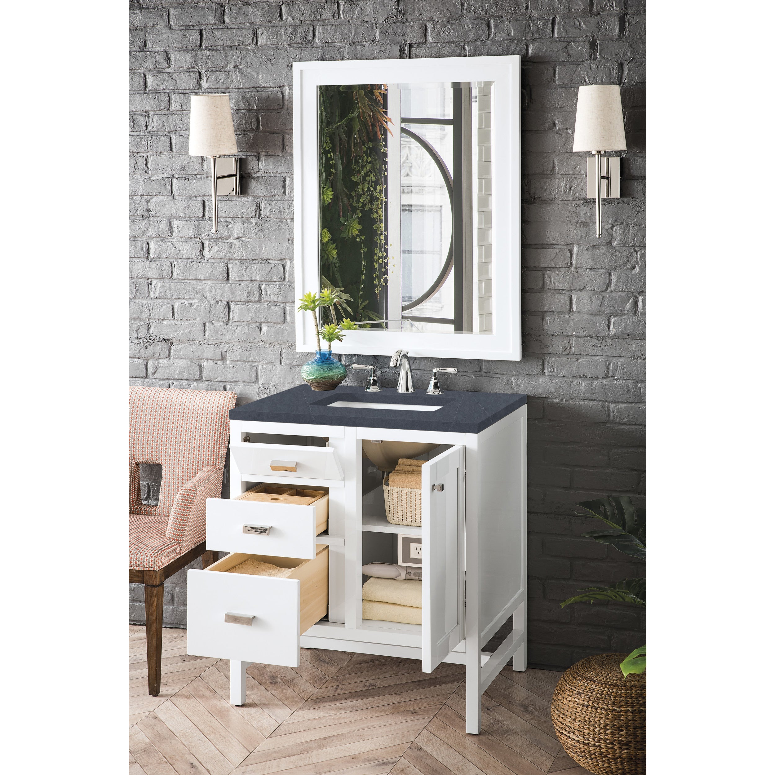 Glossy White / Charcoal Soapstone - 3 Faucet Holes