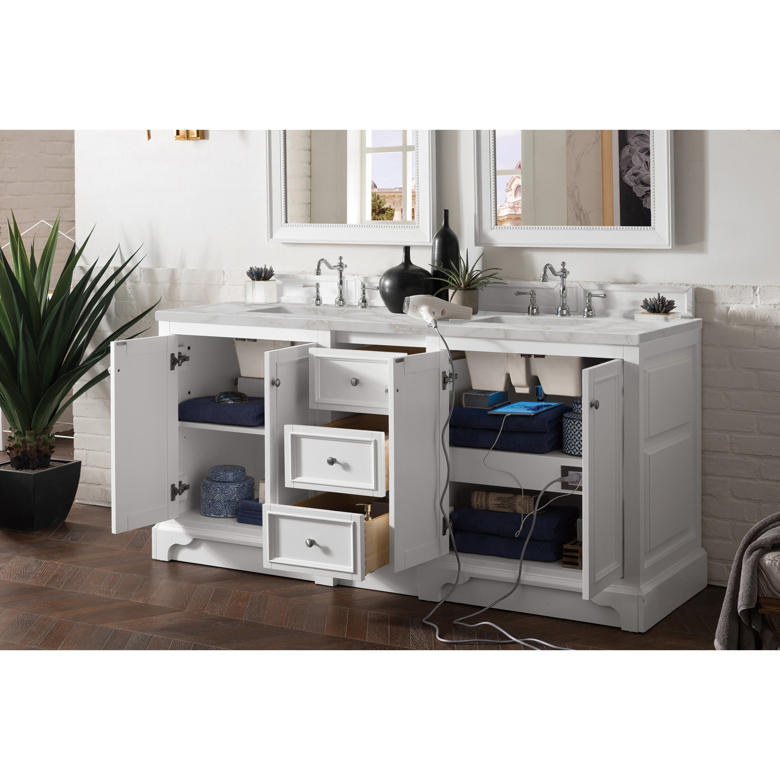 Bright White / Victorian Silver - 3 Faucet Holes