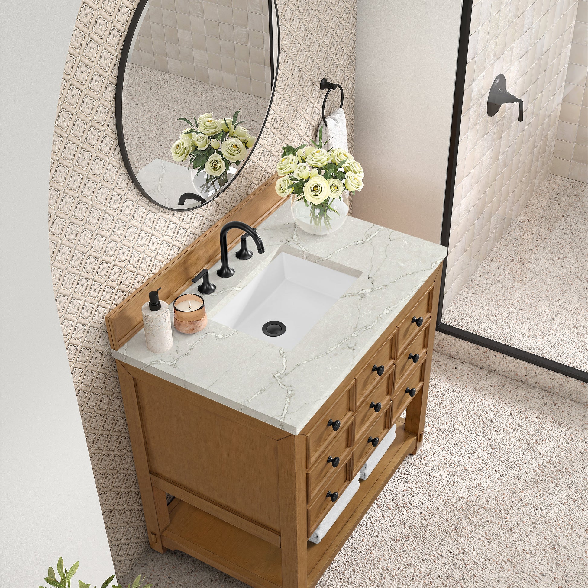 Light Natural Oak / Victorian Silver - 3 Faucet Holes
