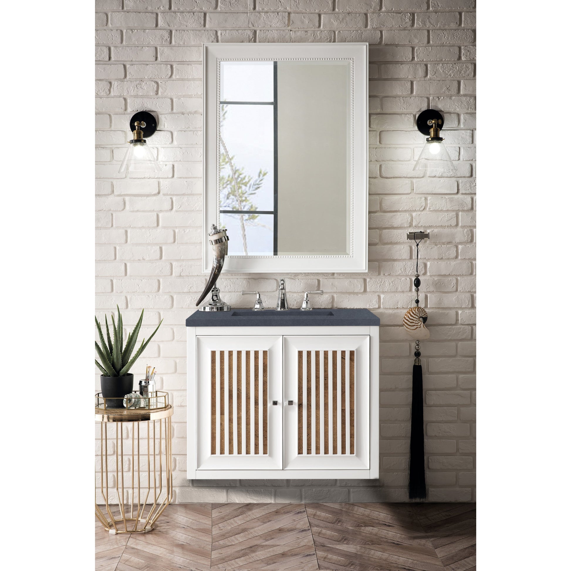 Glossy White / Charcoal Soapstone - 3 Faucet Holes