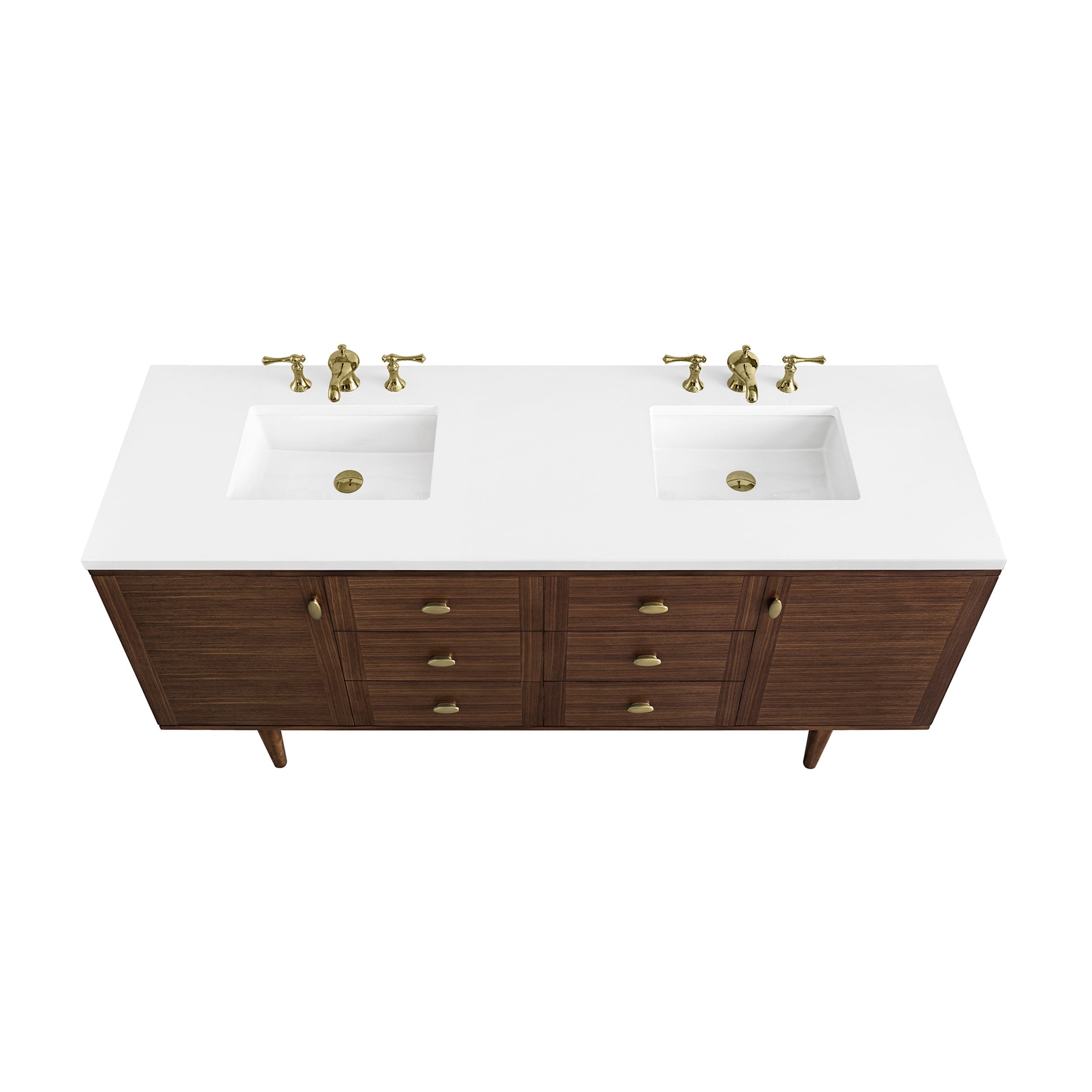 Mid-Century Walnut / White Zeus - 3 Faucet Holes