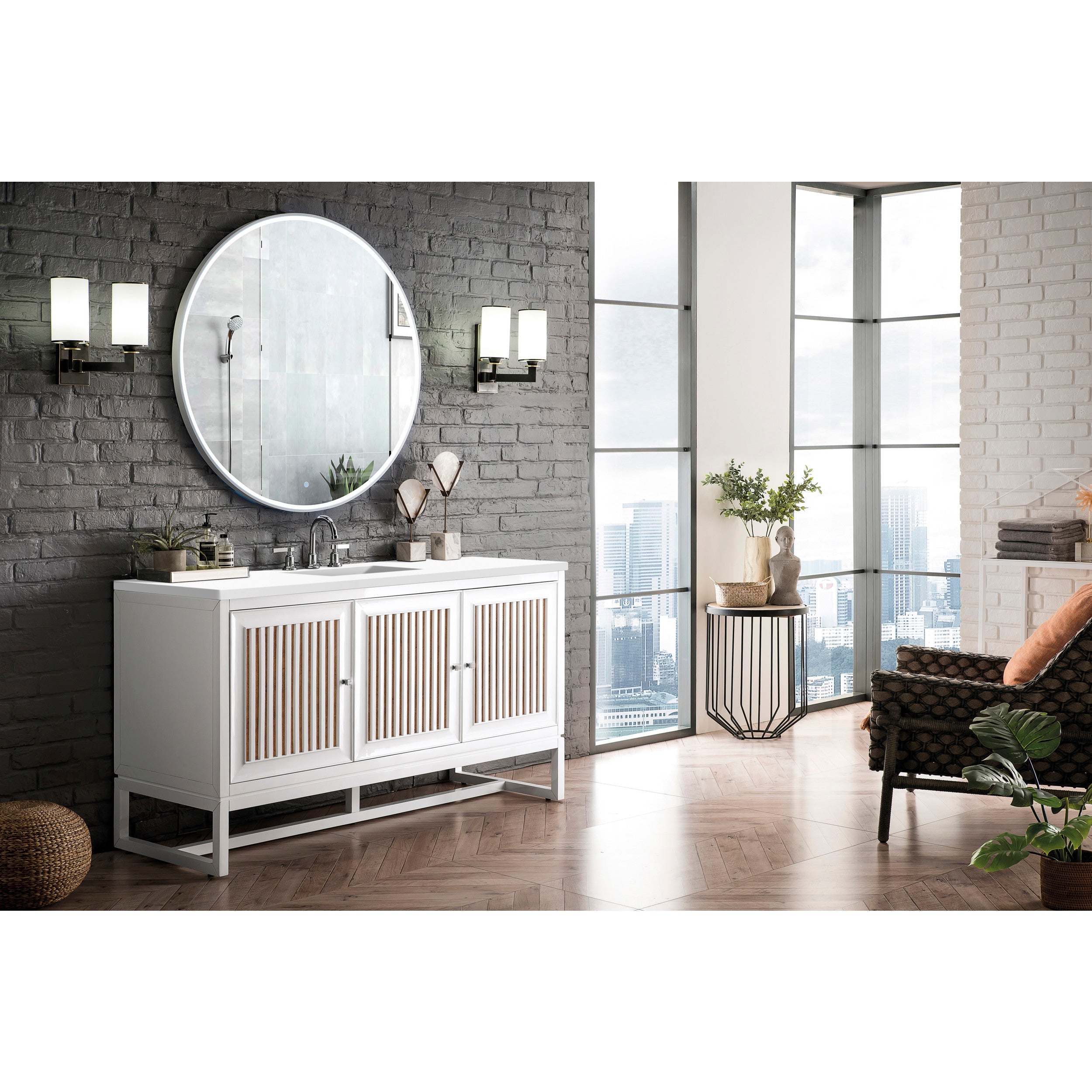 Glossy White / White Zeus - 3 Faucet Holes