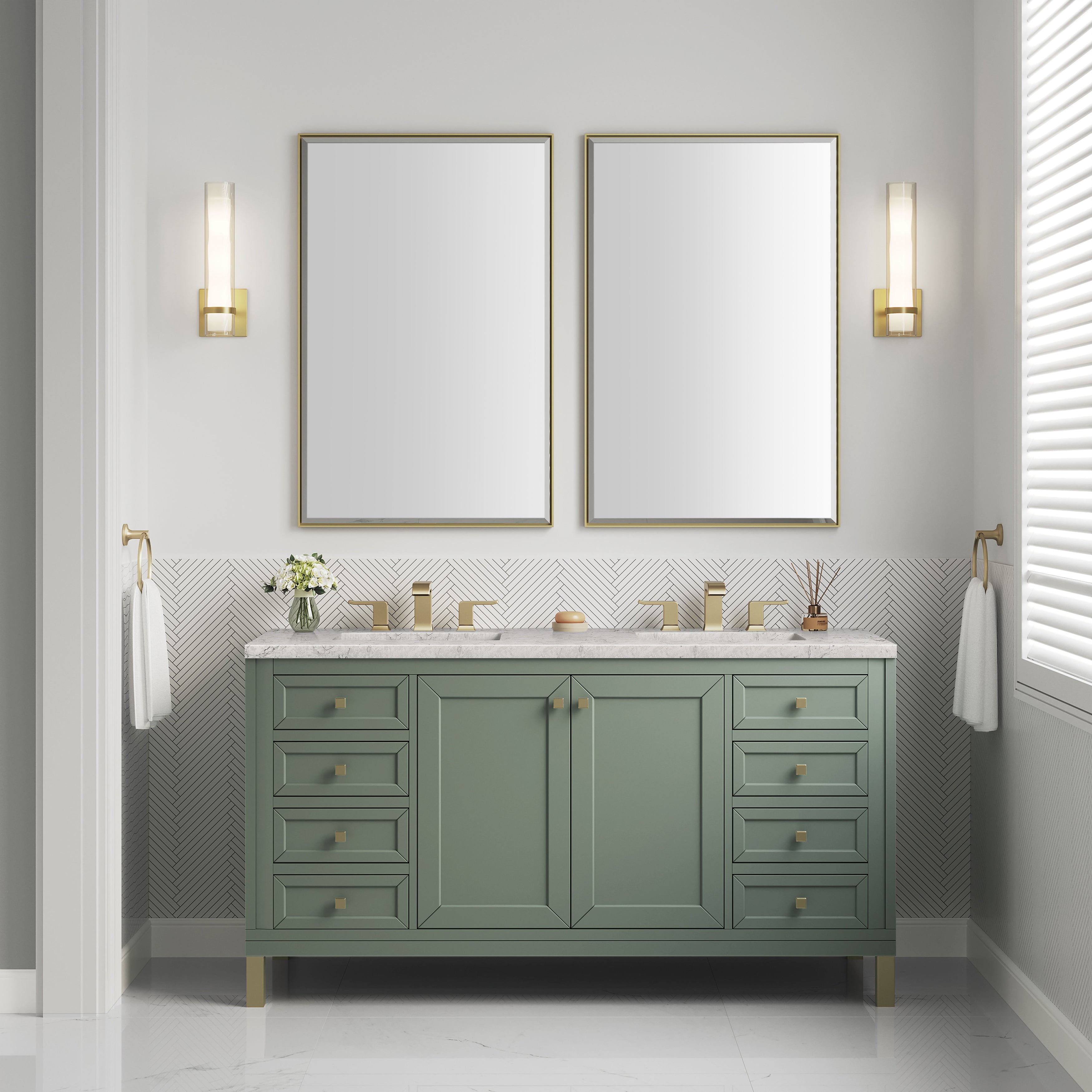 Smokey Celadon / Eternal Jasmine Pearl - 3 Faucet Holes