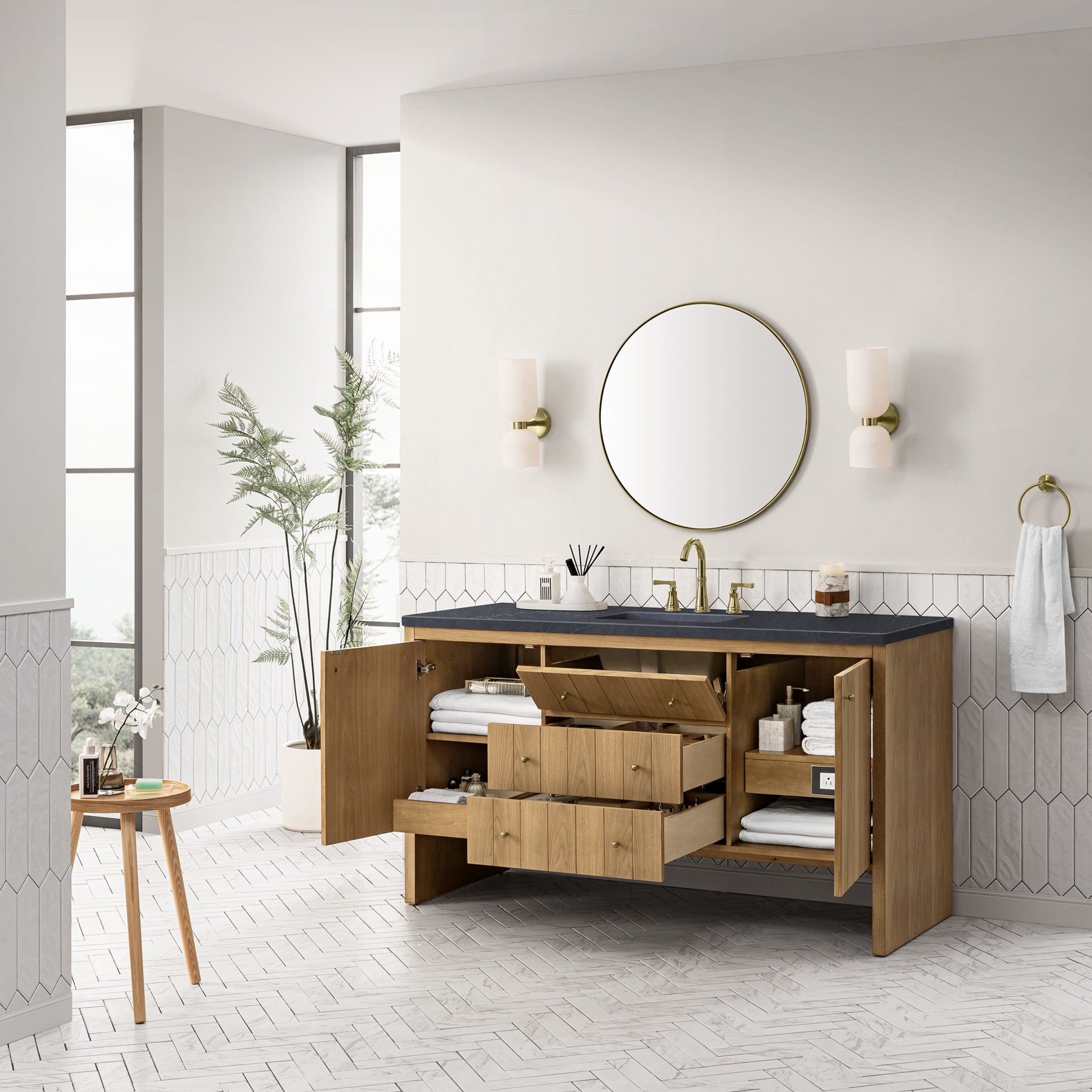 Light Natural Oak / Charcoal Soapstone - 3 Faucet Holes