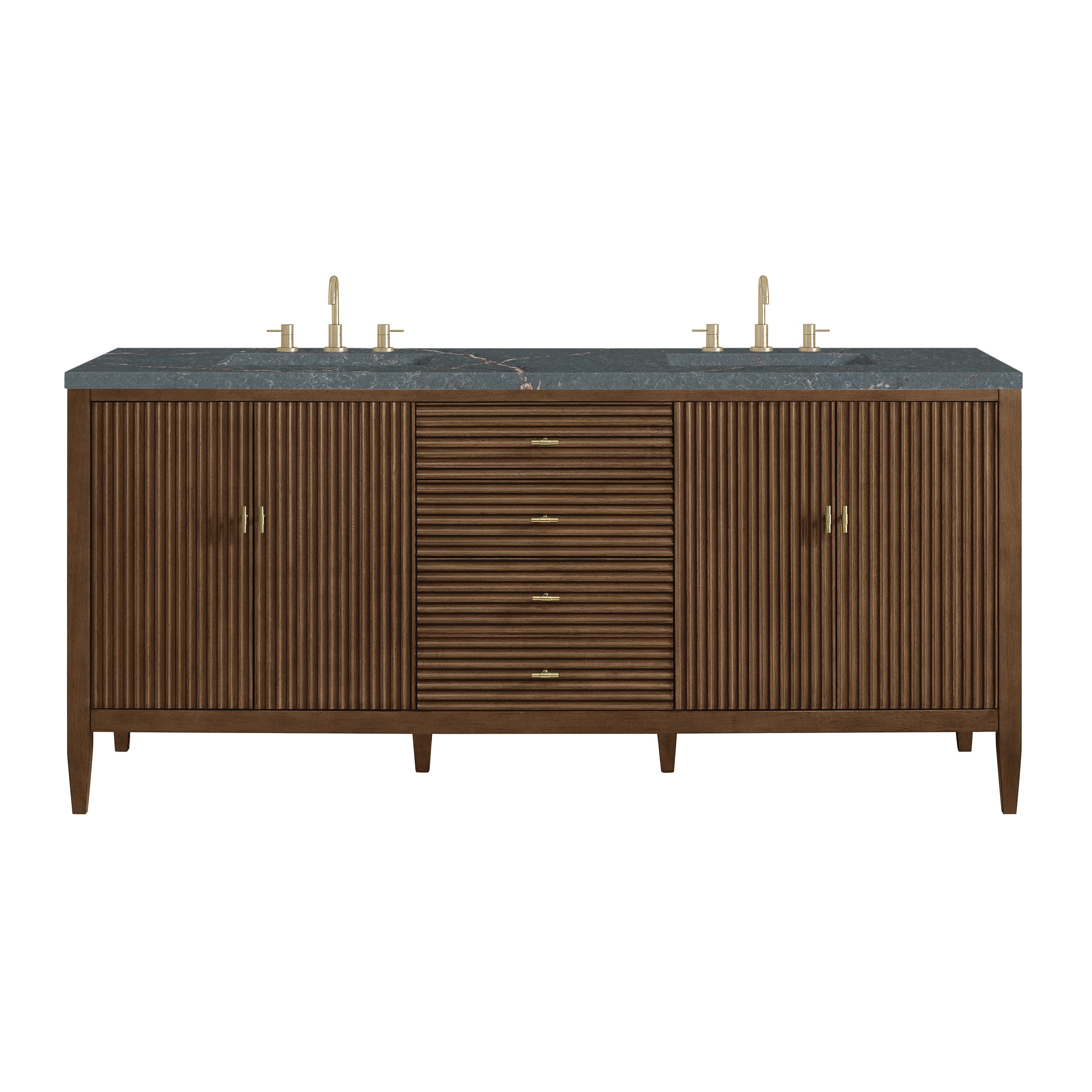 Mid-Century Walnut / Parisien Bleu - 3 Faucet Holes