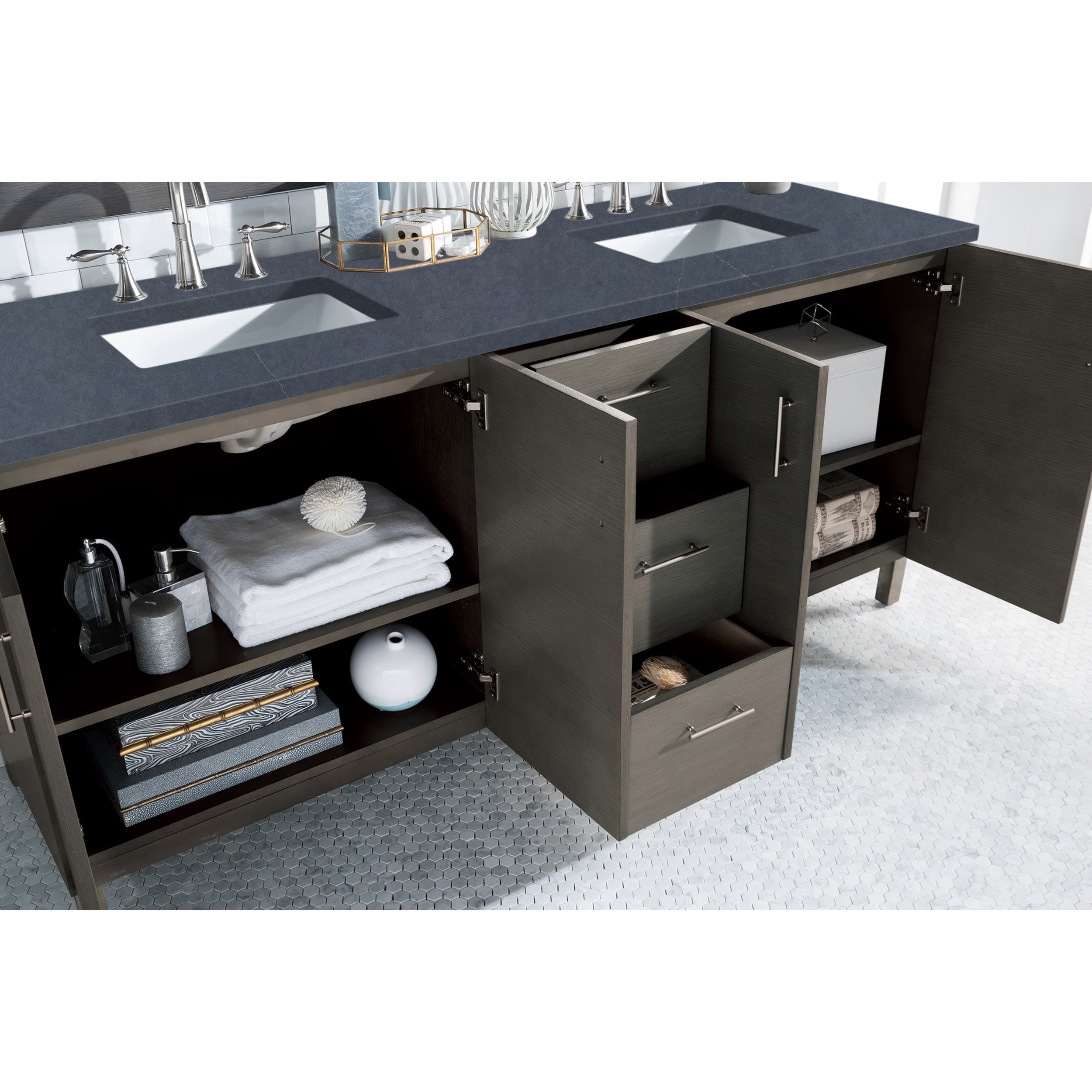 Silver Oak / Charcoal Soapstone - 3 Faucet Holes
