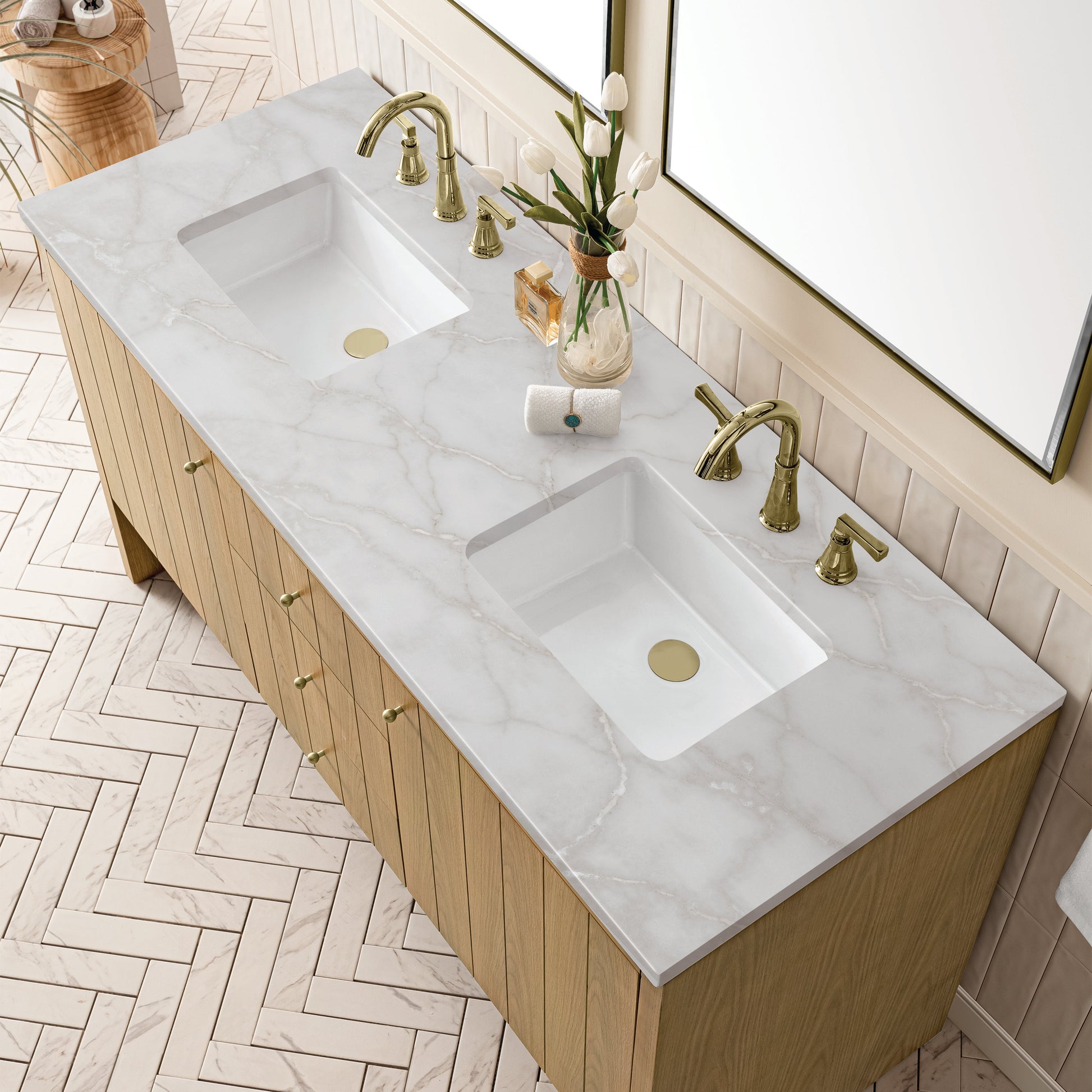 Light Natural Oak / Victorian Silver - 3 Faucet Holes