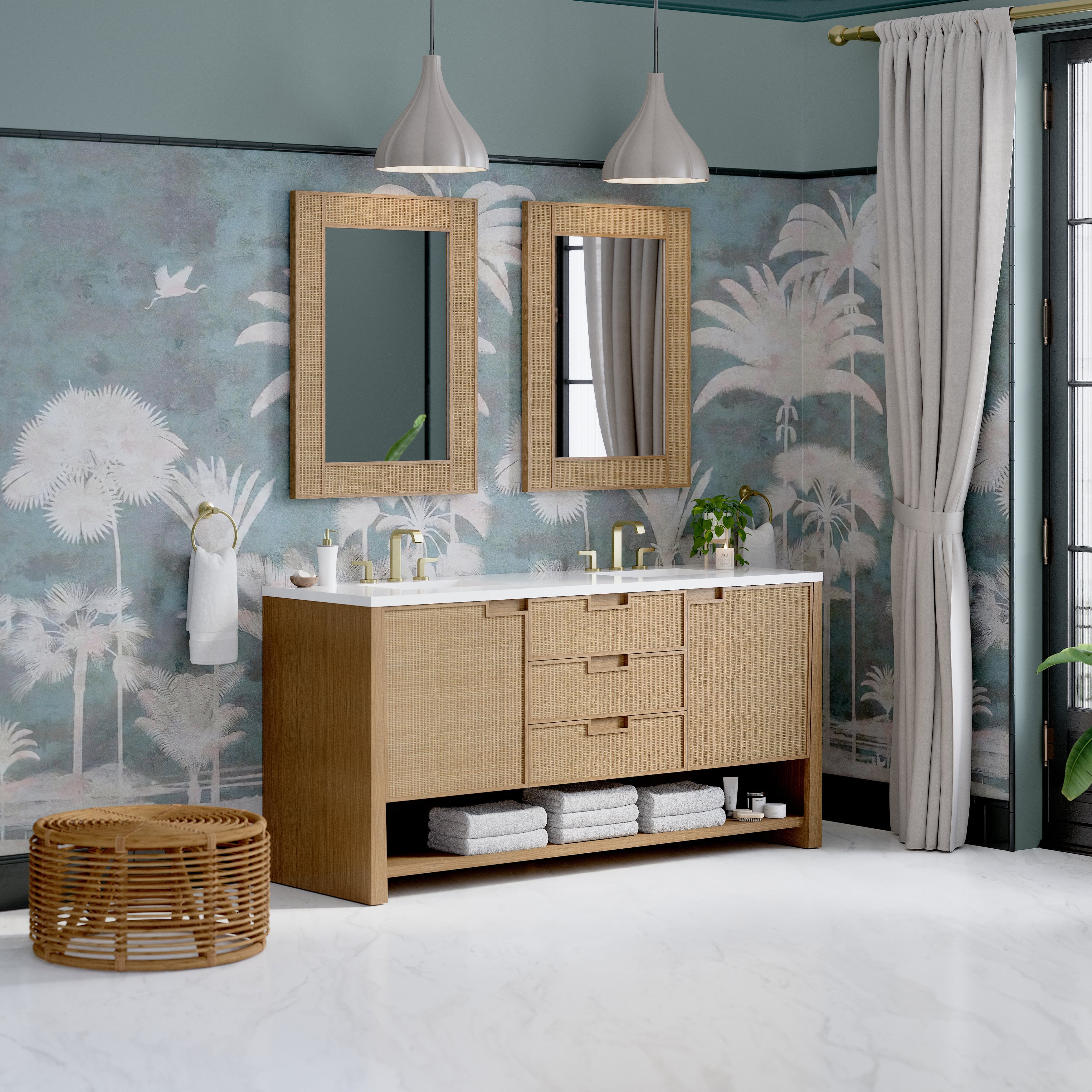 Seaside Oak / White Zeus - 3 Faucet Holes