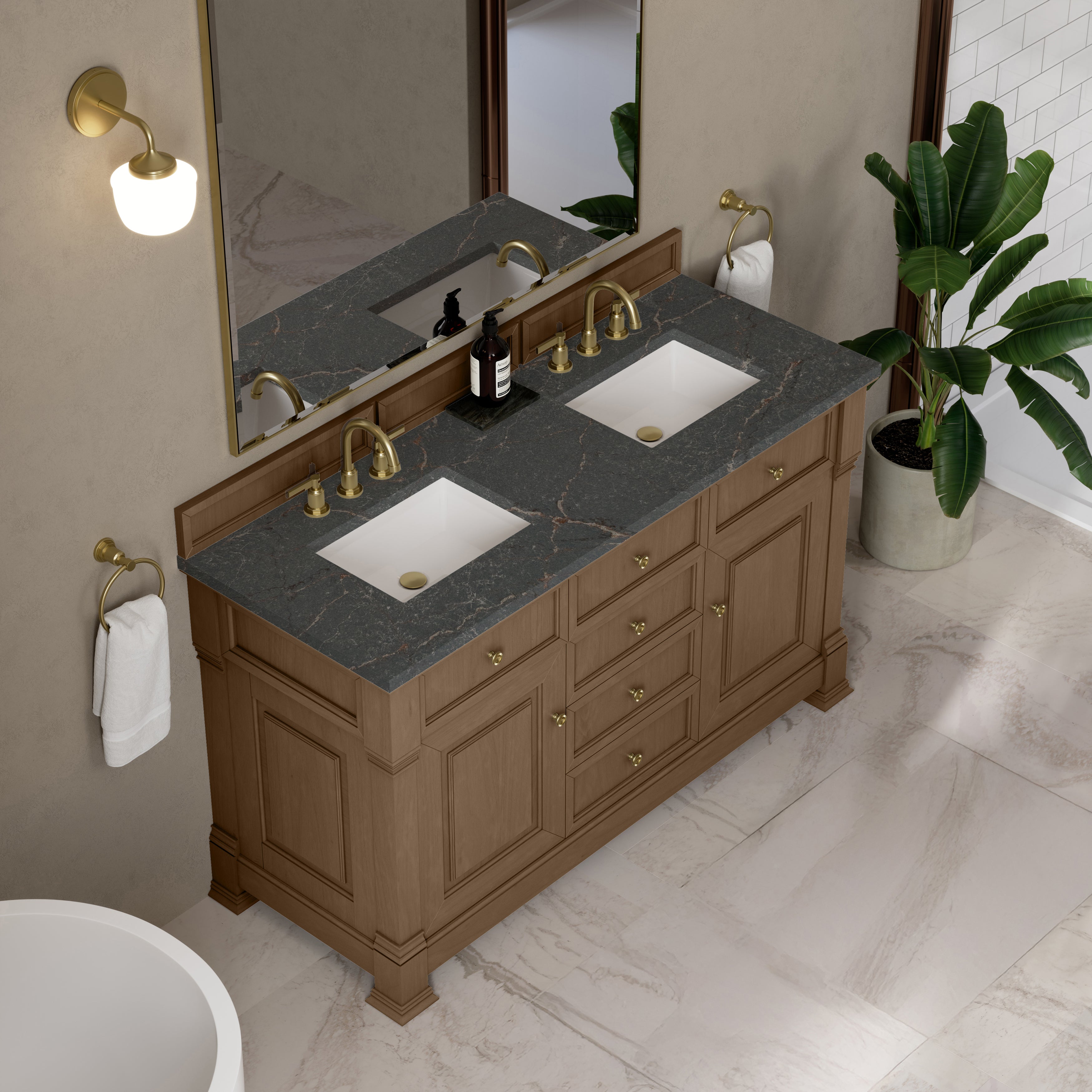 Pecan / Parisien Bleu - 3 Faucet Holes