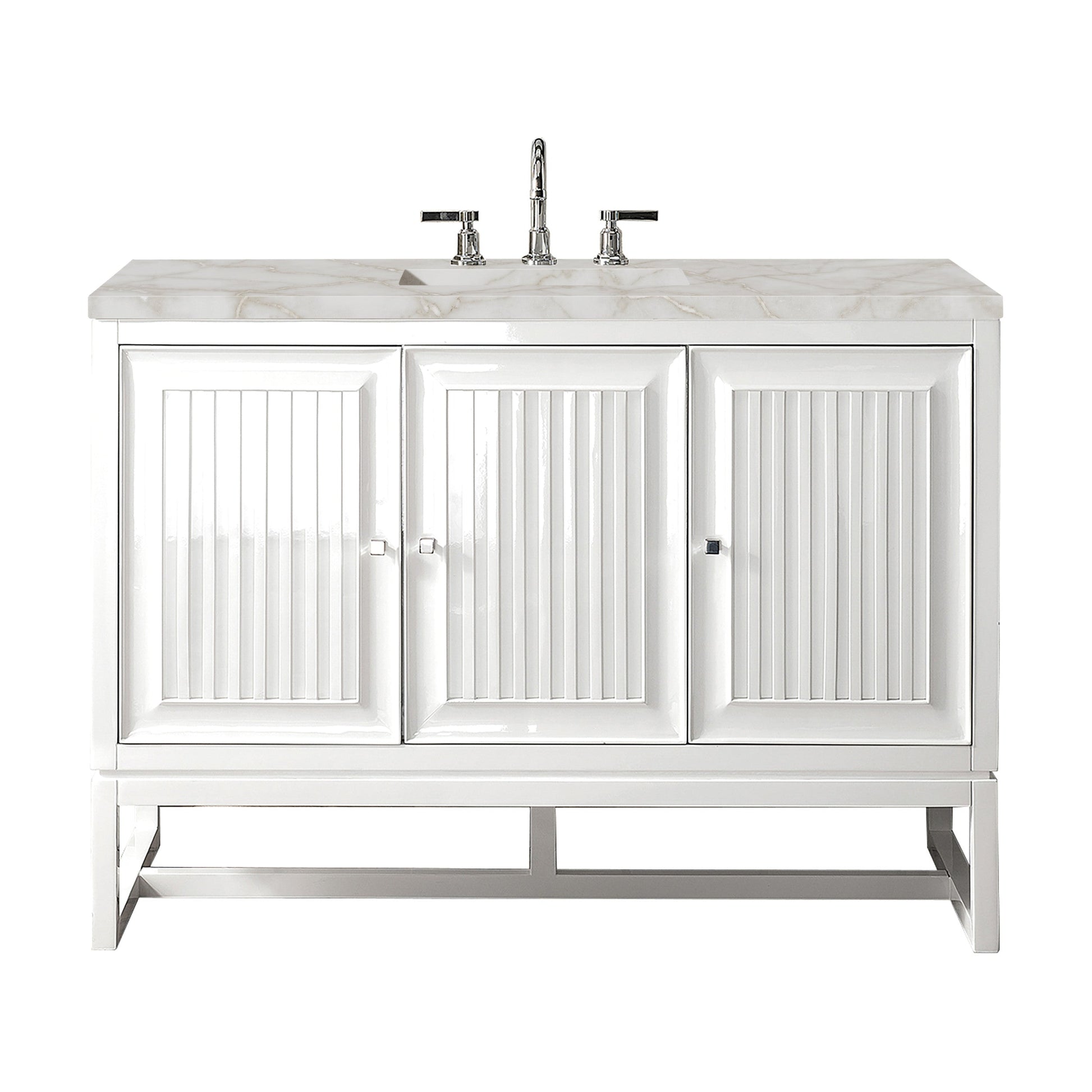 Glossy White / Victorian Silver - 3 Faucet Holes