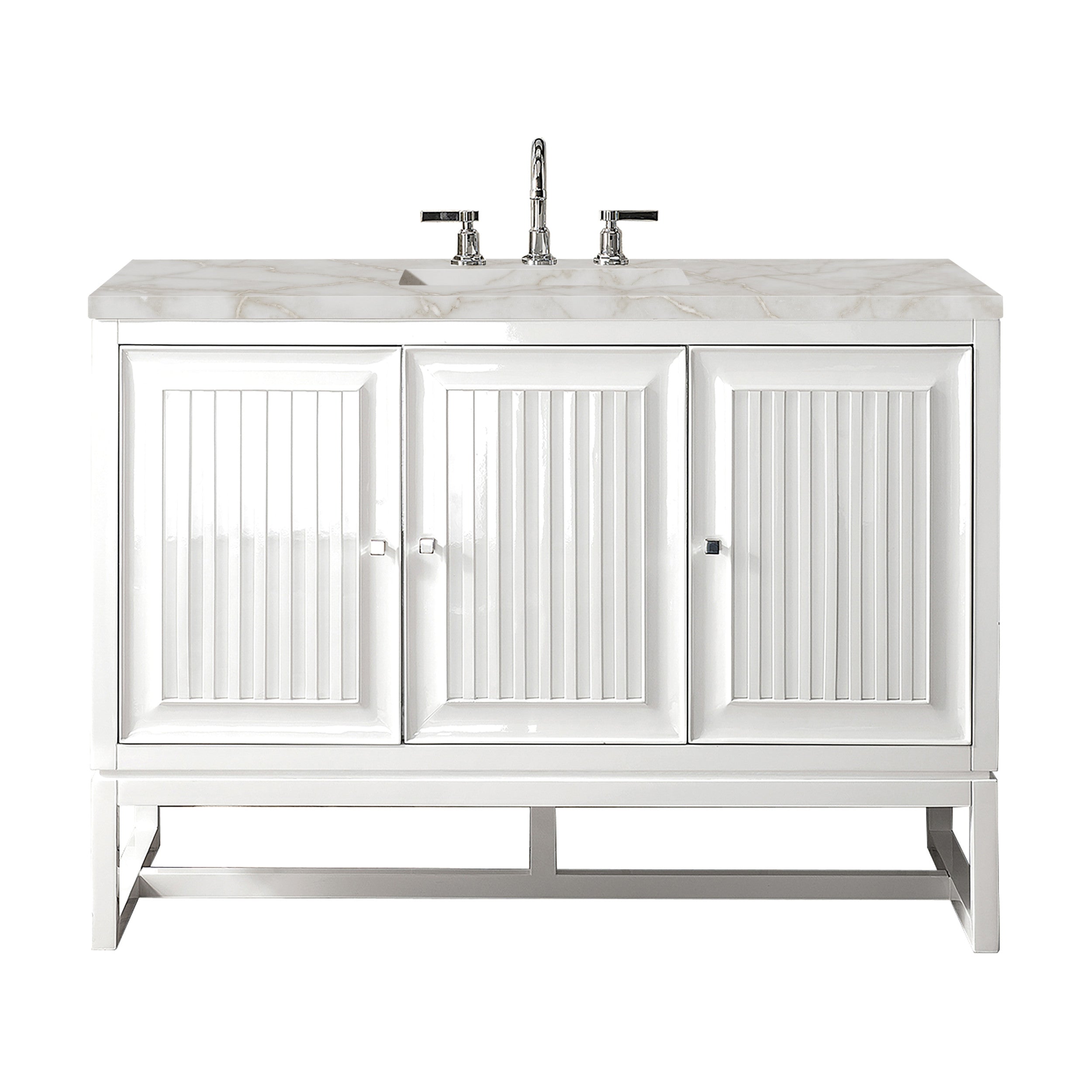 Glossy White / Victorian Silver - 3 Faucet Holes