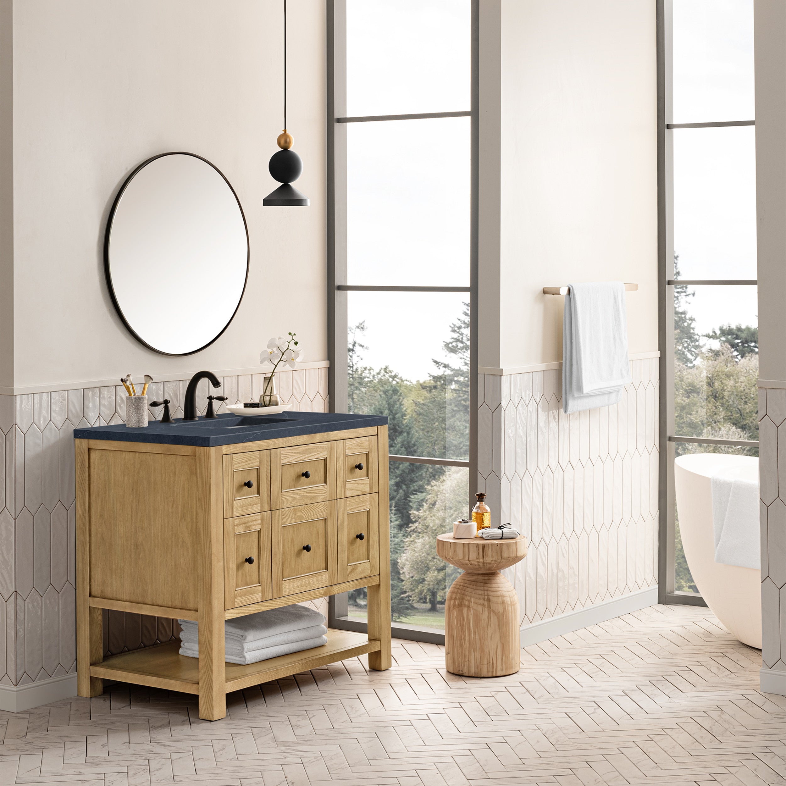 Light Natural Oak / Charcoal Soapstone - 3 Faucet Holes
