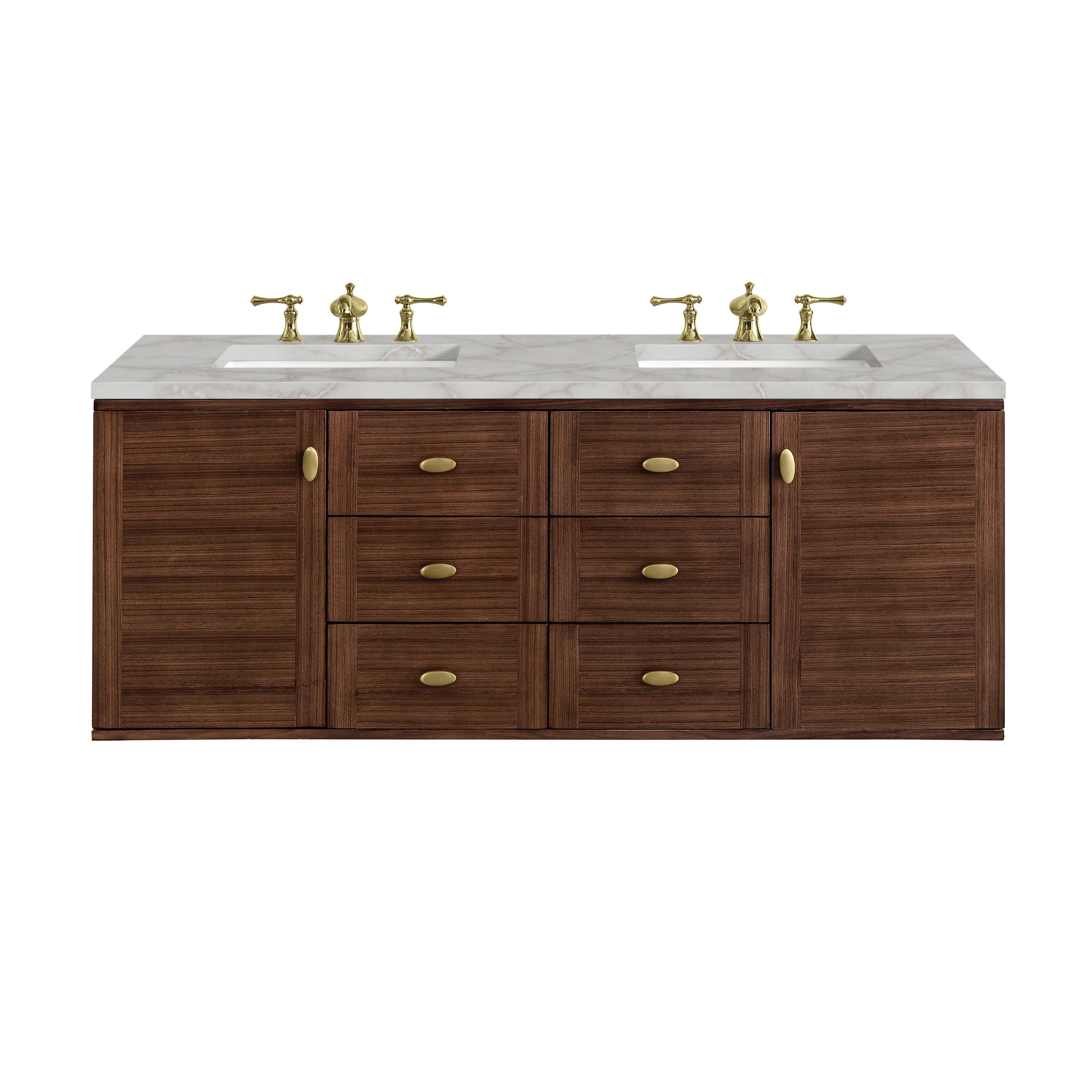 Mid-Century Walnut / Victorian Silver - 3 Faucet Holes