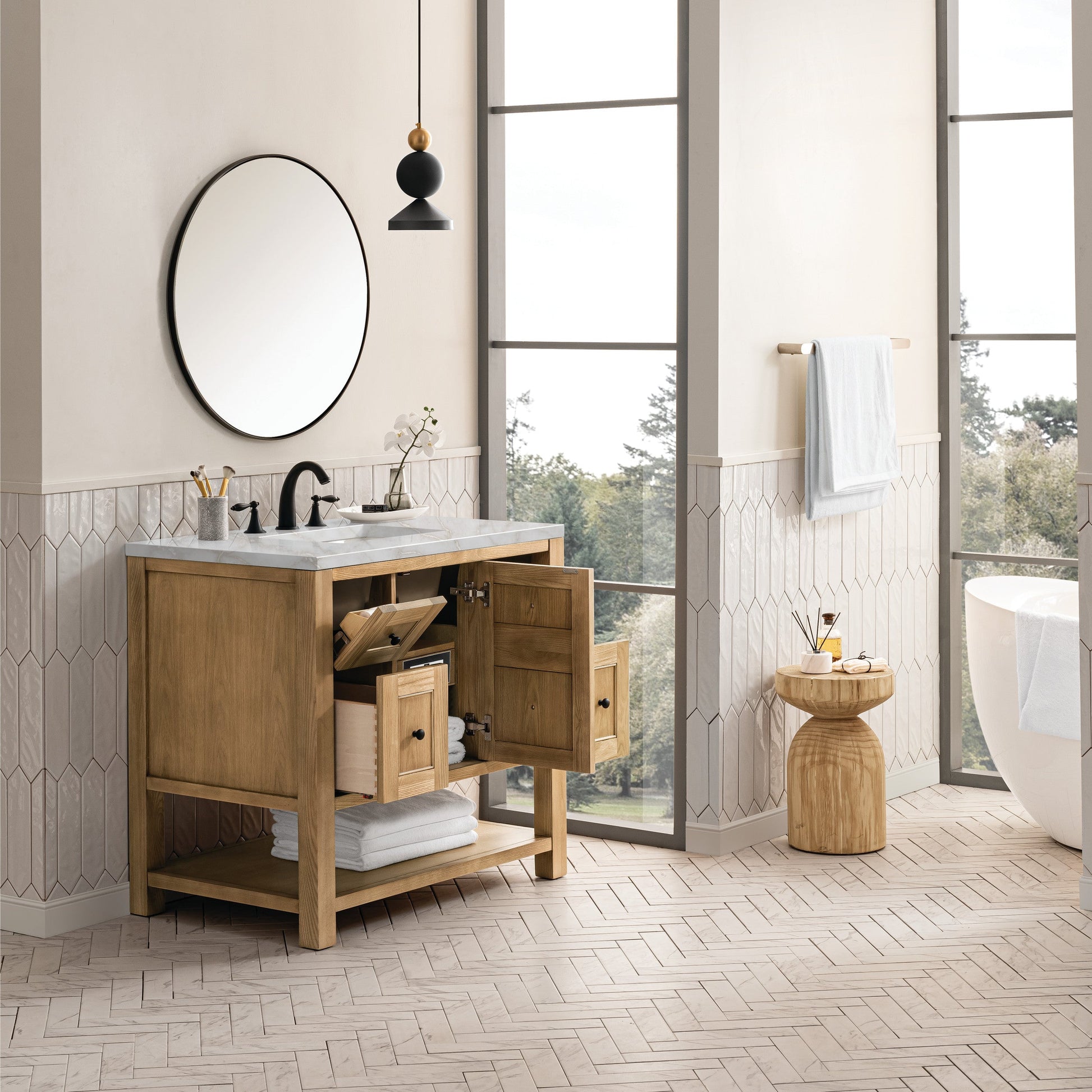 Light Natural Oak / Victorian Silver - 3 Faucet Holes