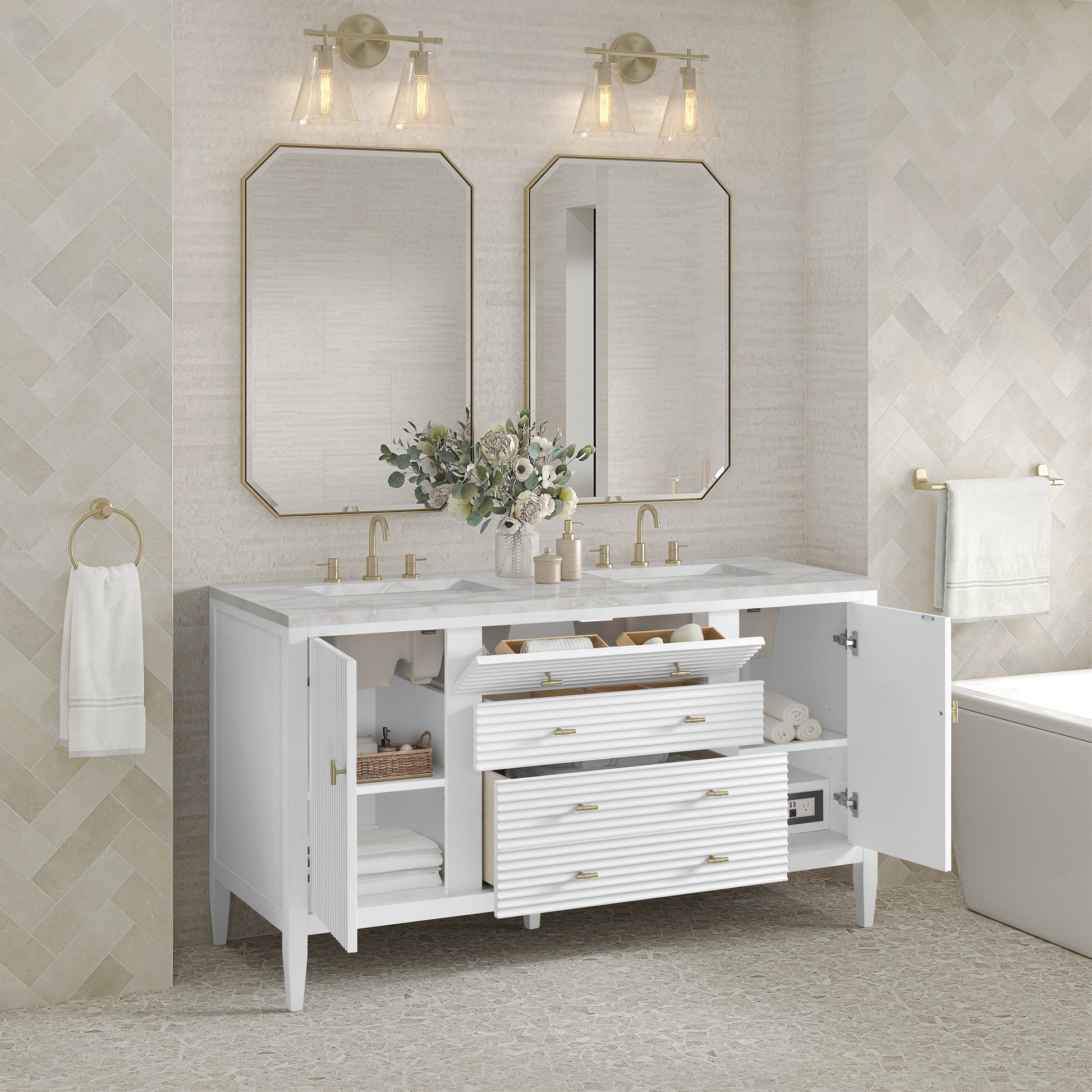 Bright White / Victorian Silver - 3 Faucet Holes