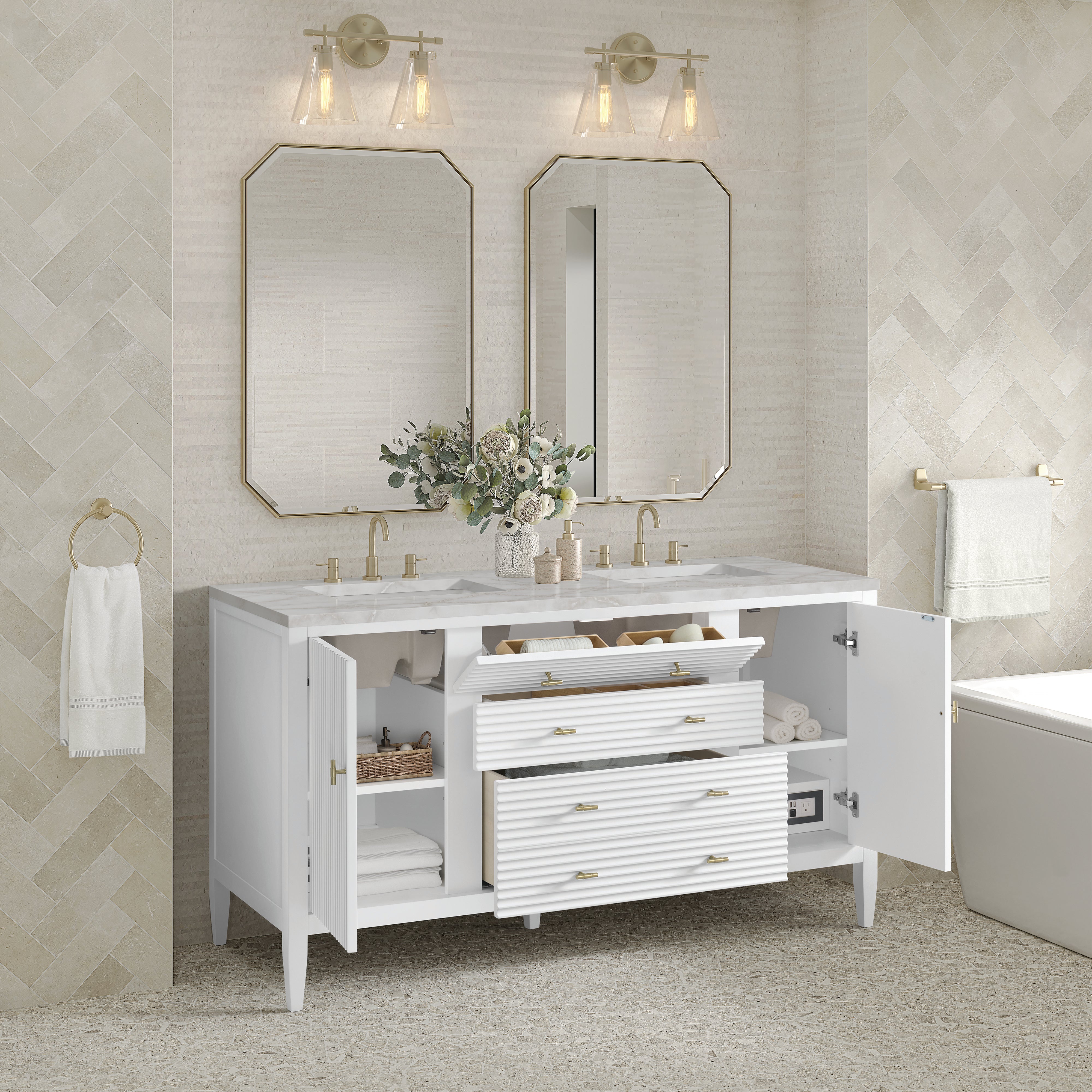 Bright White / Victorian Silver - 3 Faucet Holes