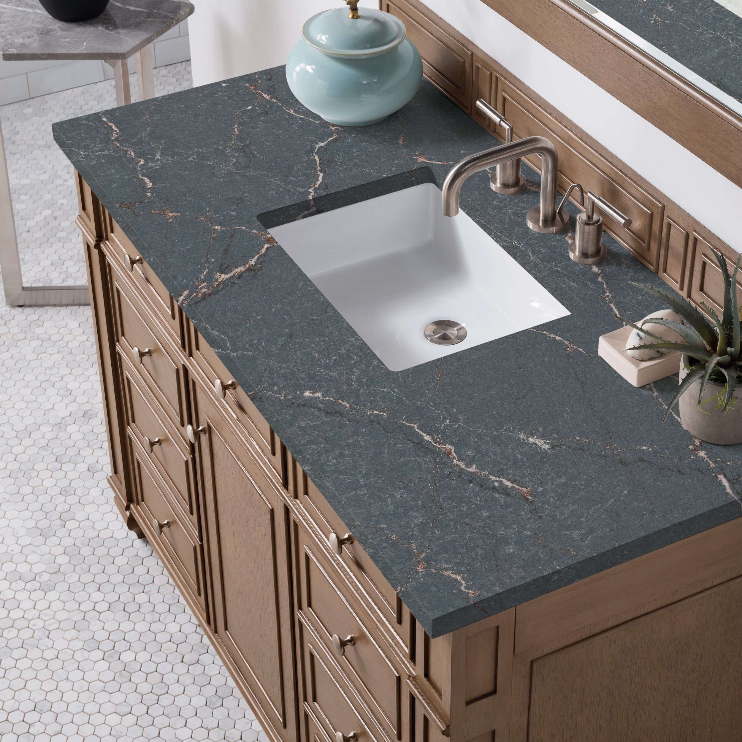 Whitewashed Walnut / Parisien Bleu - 3 Faucet Holes