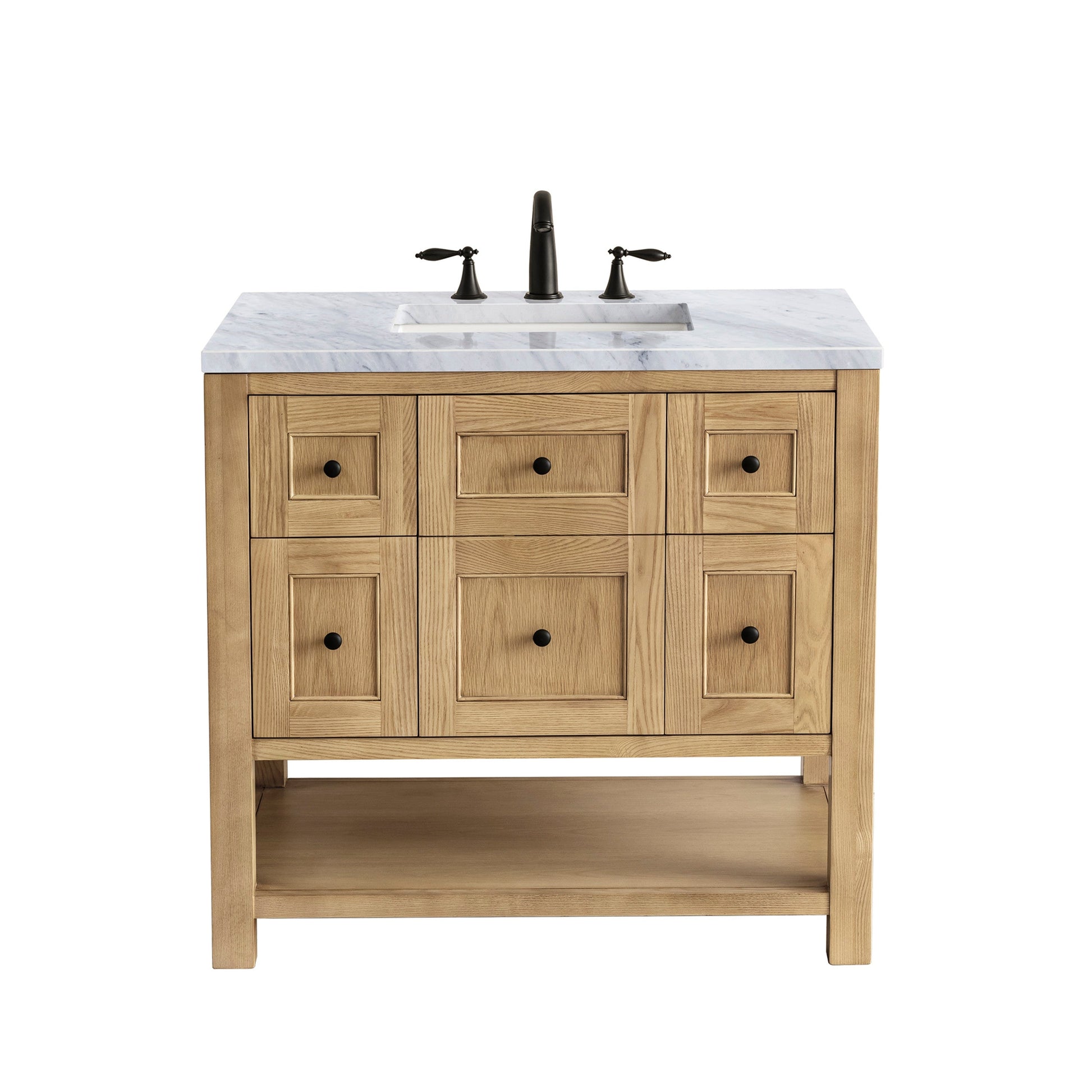 Light Natural Oak / Carrara White - 3 Faucet Holes