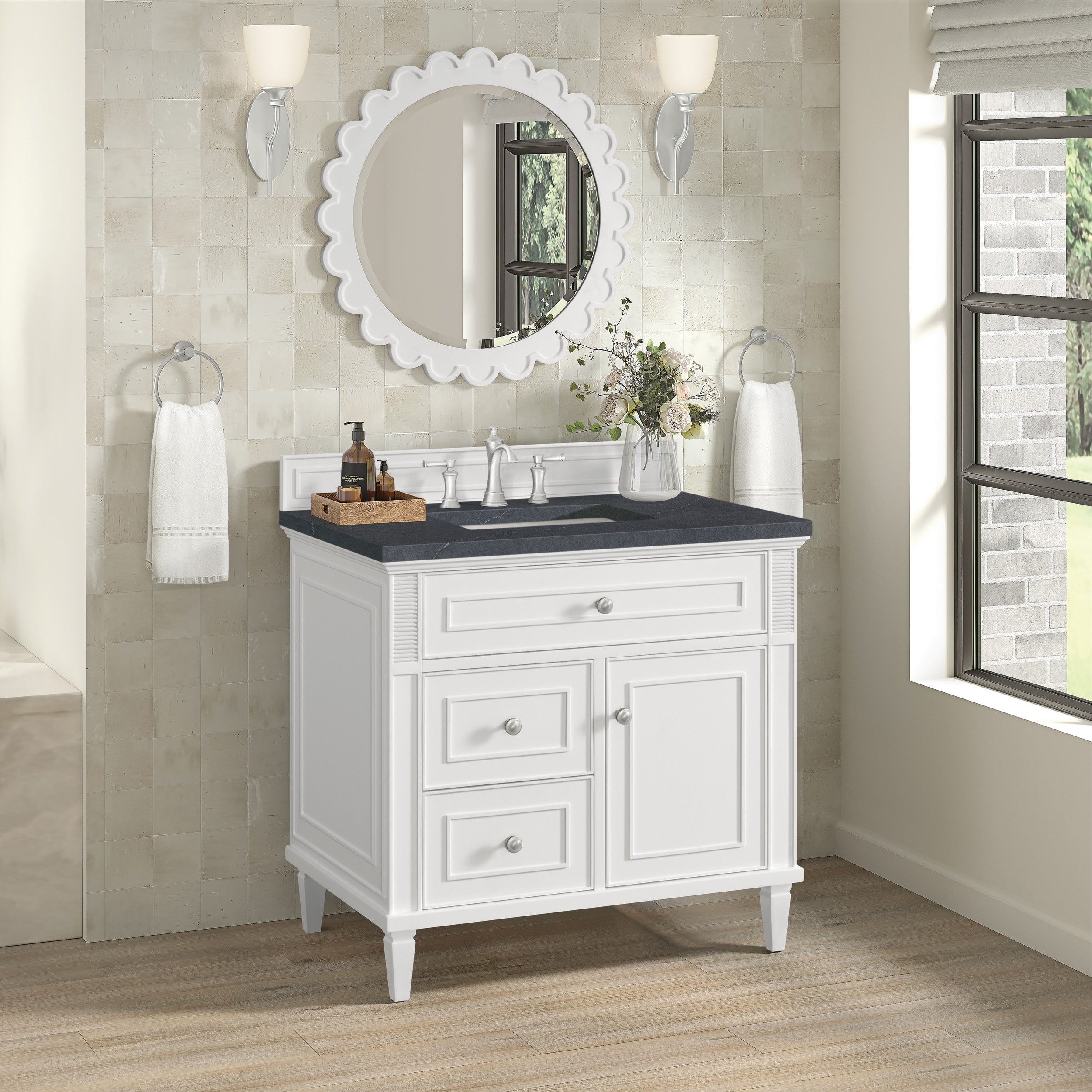 Bright White / Charcoal Soapstone - 3 Faucet Holes