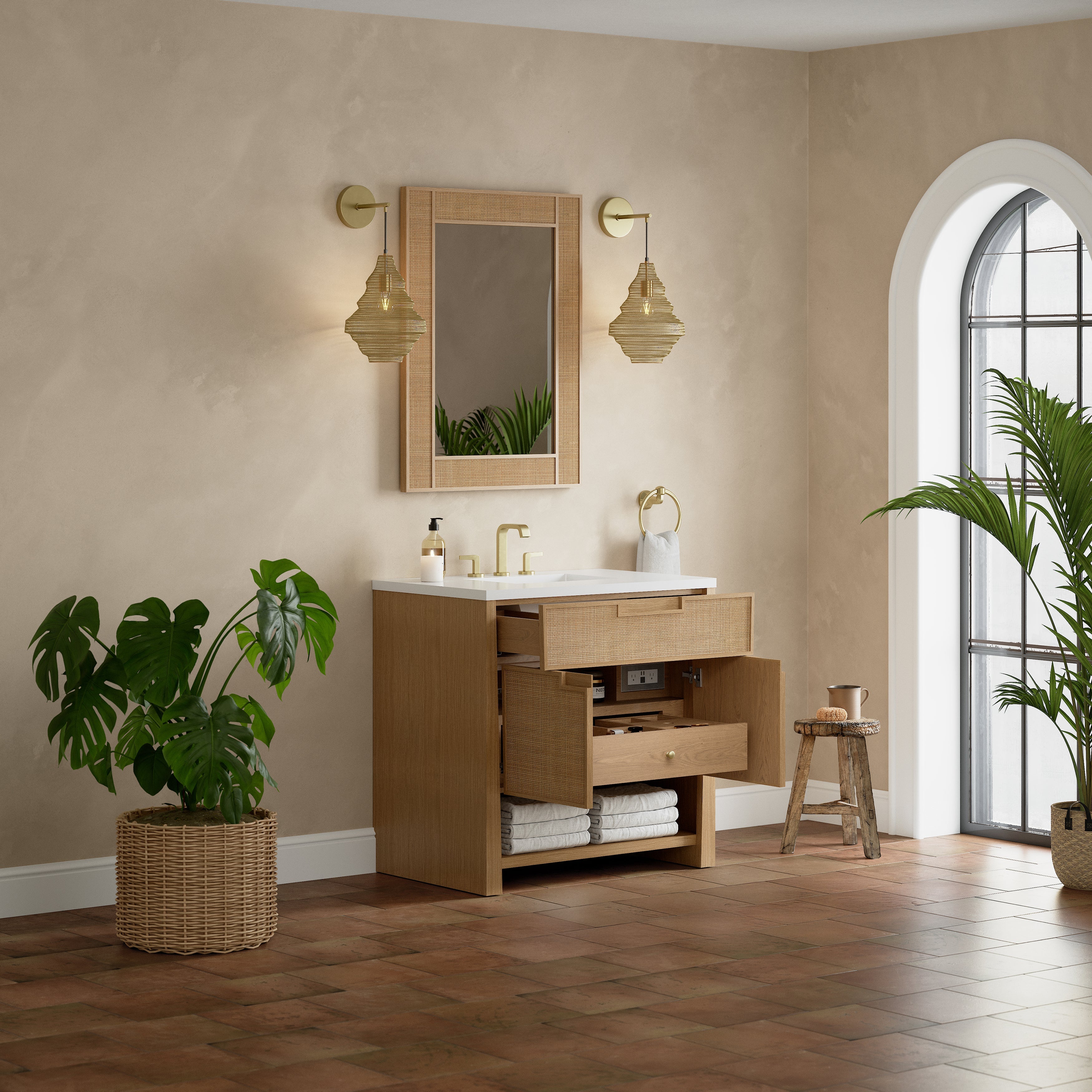 Seaside Oak / White Zeus - 3 Faucet Holes