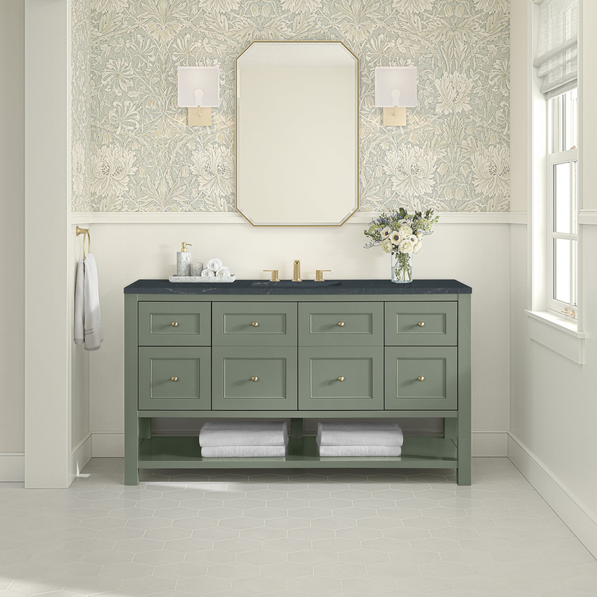 Smokey Celadon / Charcoal Soapstone - 3 Faucet Holes