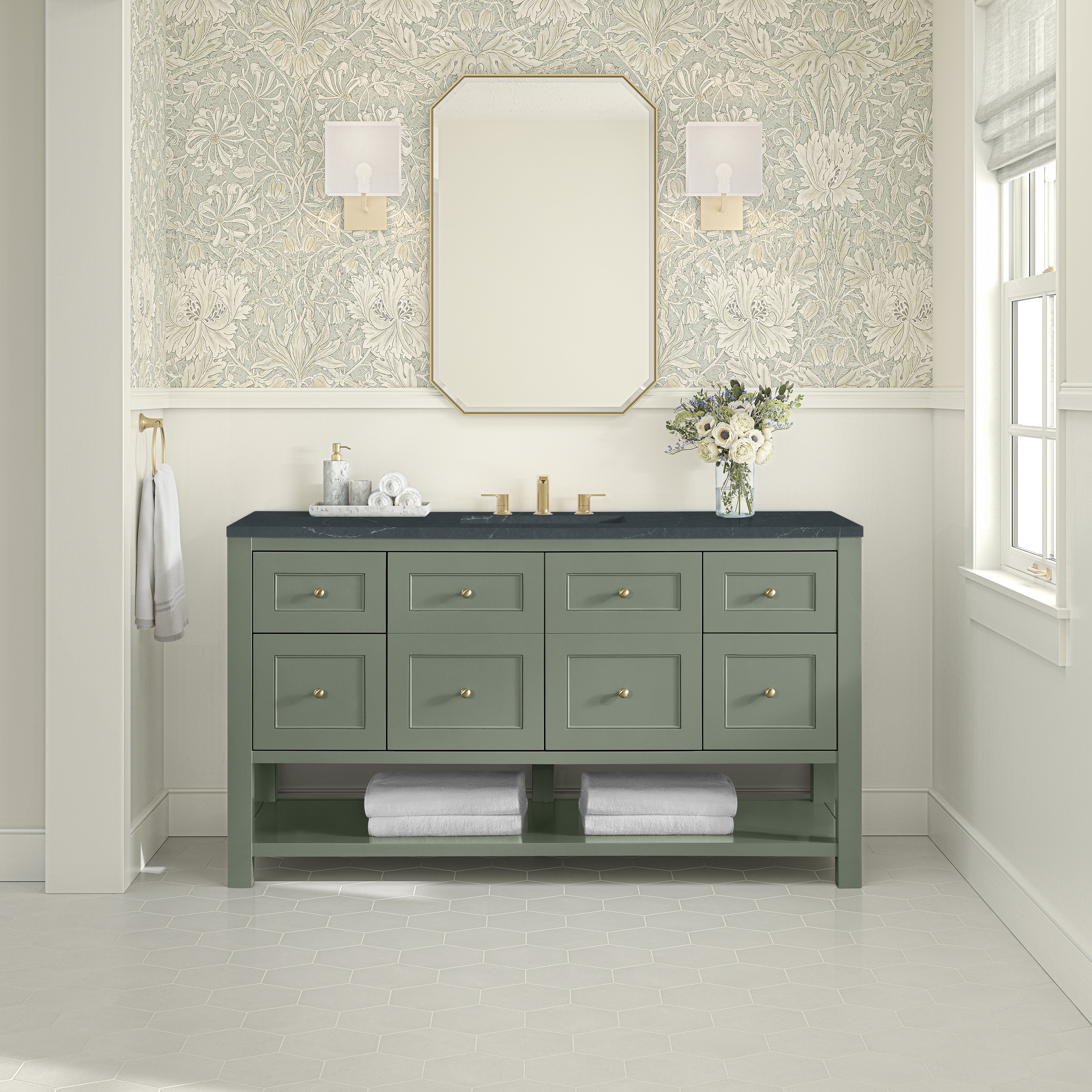 Smokey Celadon / Charcoal Soapstone - 3 Faucet Holes