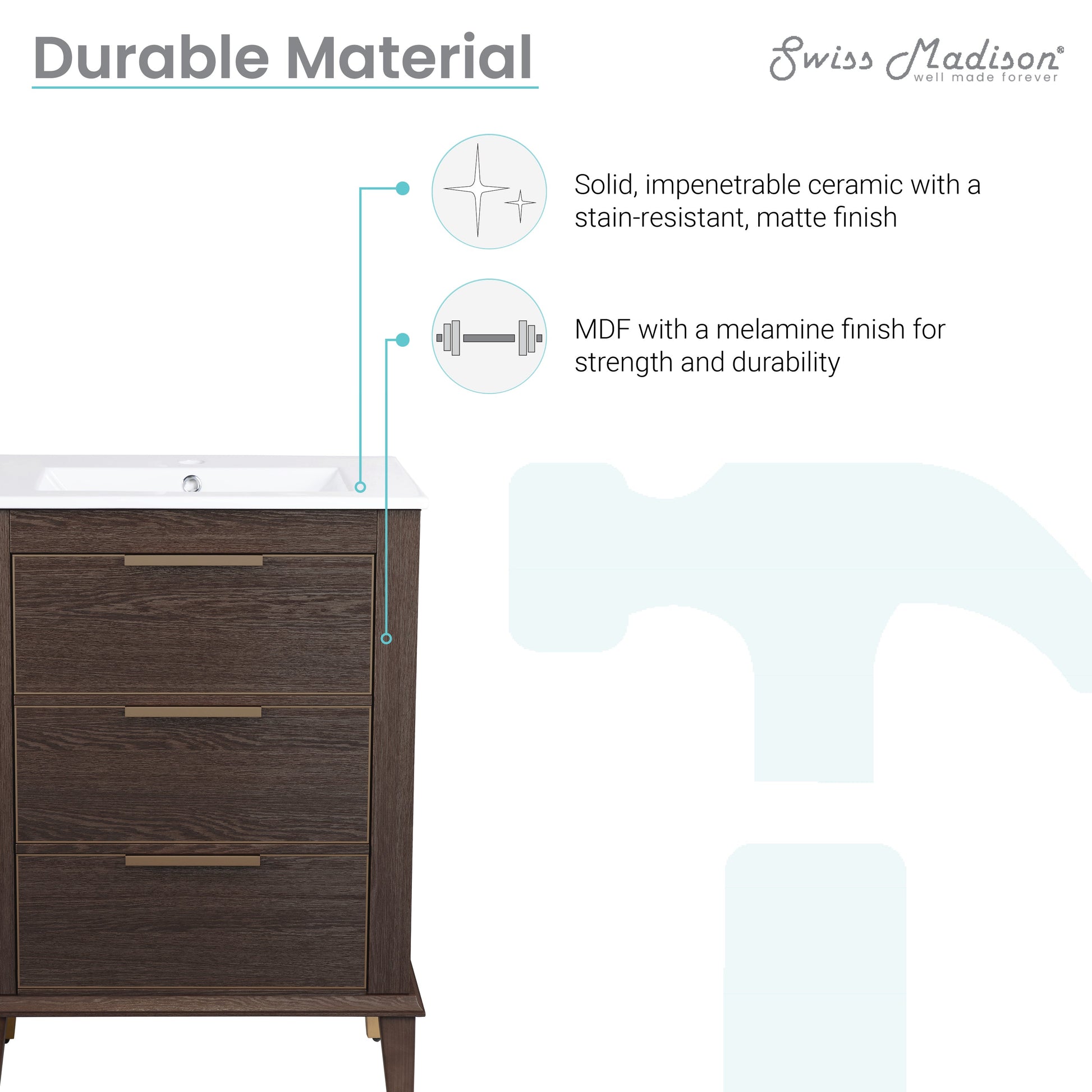 Brown Oak / White / 1-Hole