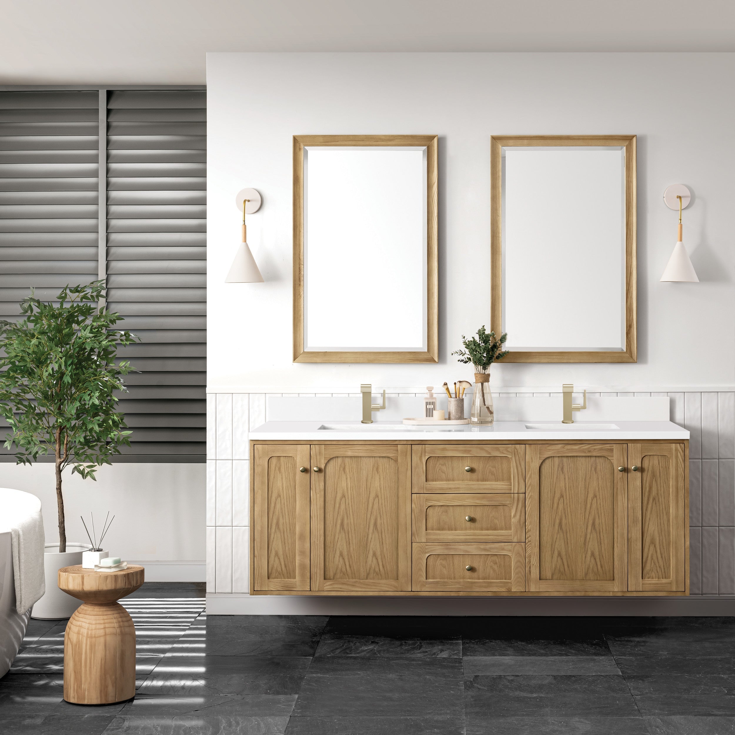 Light Natural Oak / White Zeus - 1 Faucet Hole