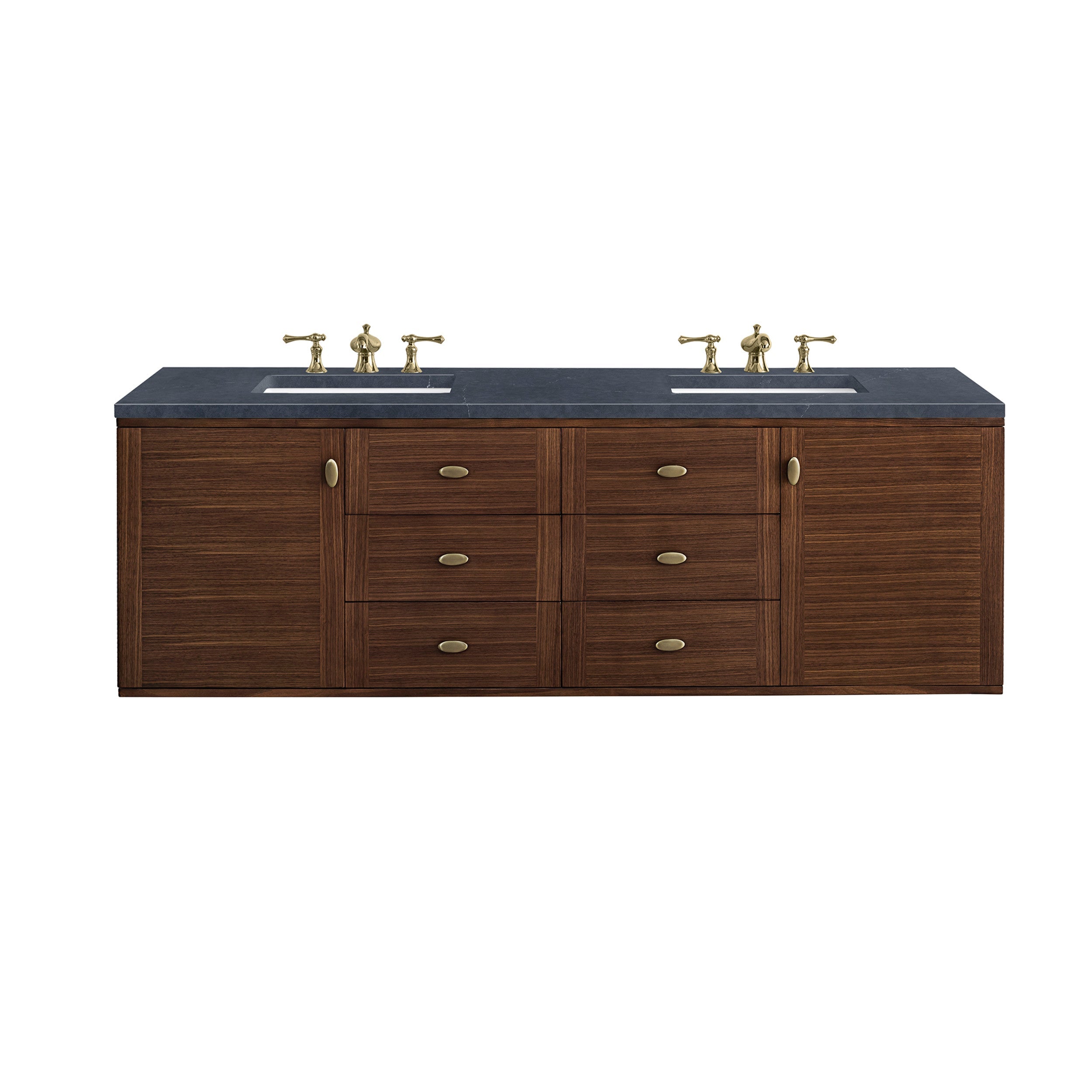 Mid-Century Walnut / Charcoal Soapstone - 3 Faucet Holes