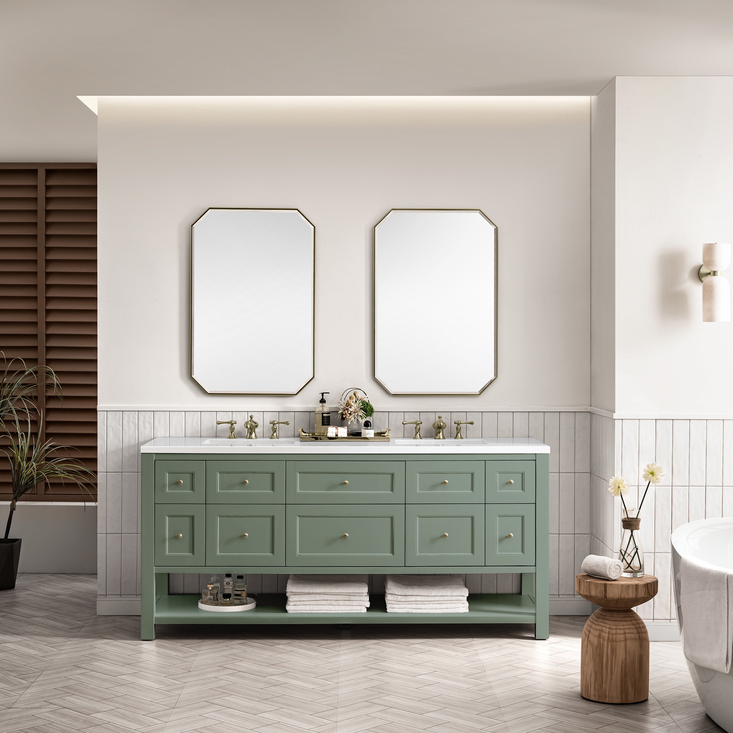 Smokey Celadon / White Zeus - 3 Faucet Holes
