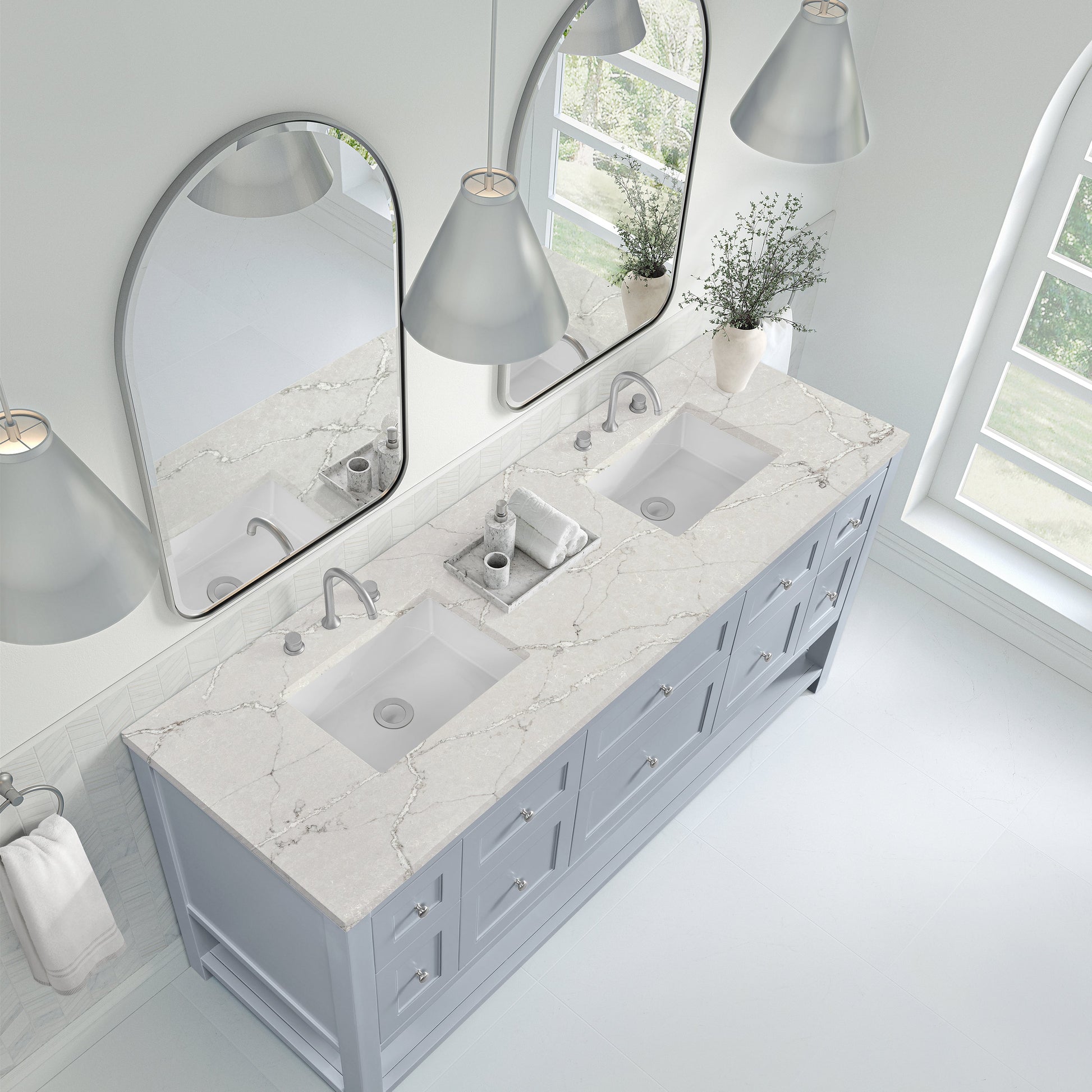 Serenity Blue / Victorian Silver - 3 Faucet Holes