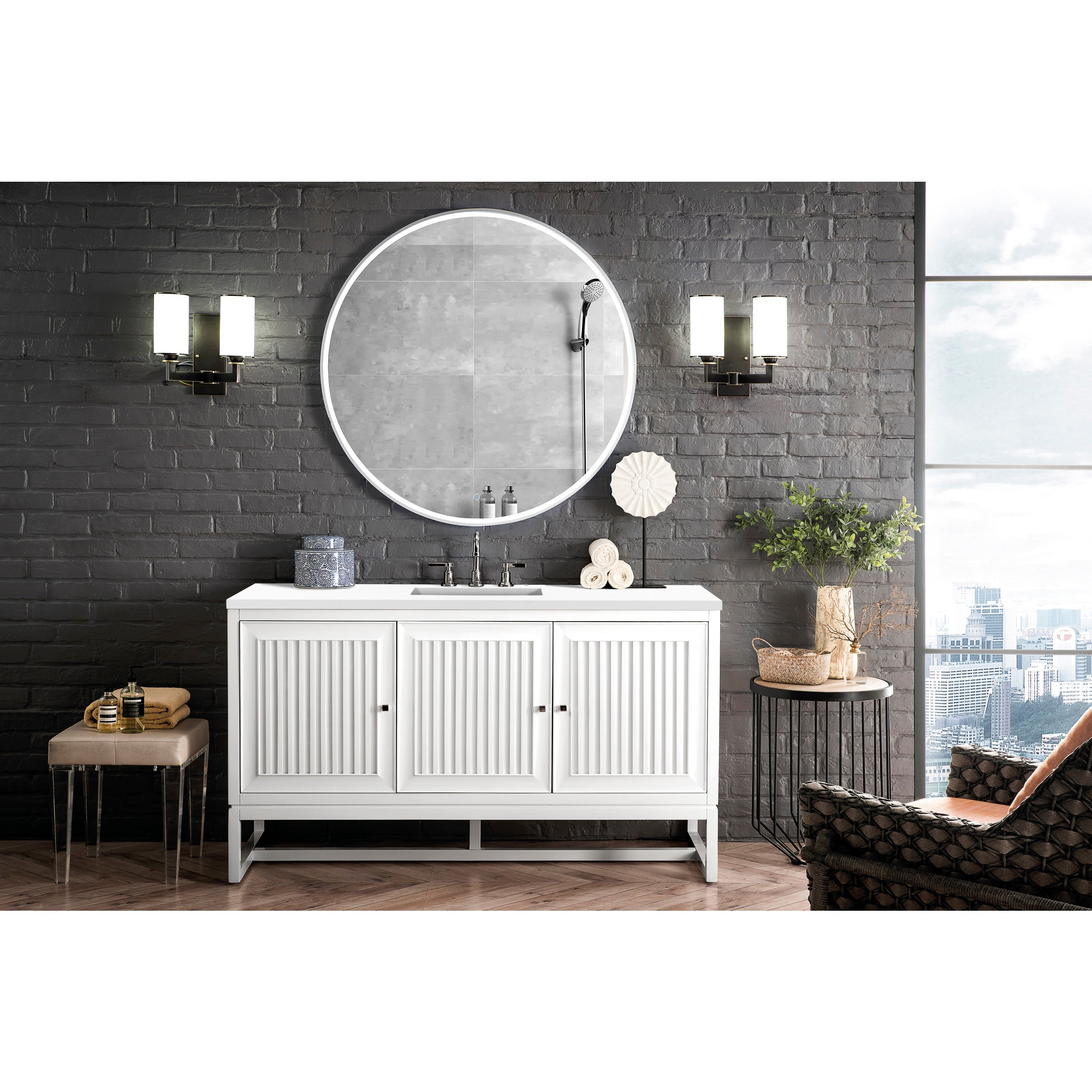 Glossy White / White Zeus - 3 Faucet Holes