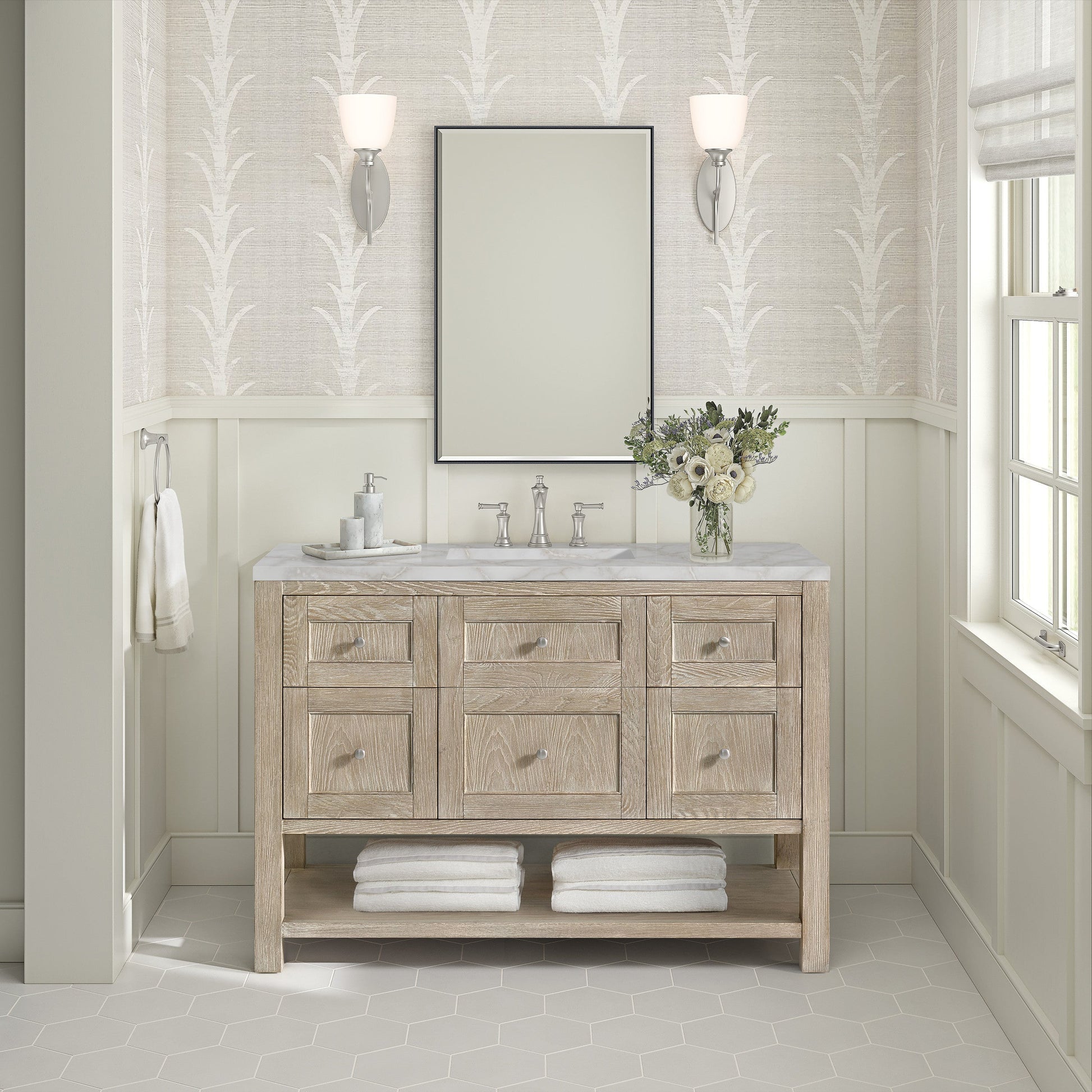 Whitewashed Oak / Victorian Silver - 3 Faucet Holes