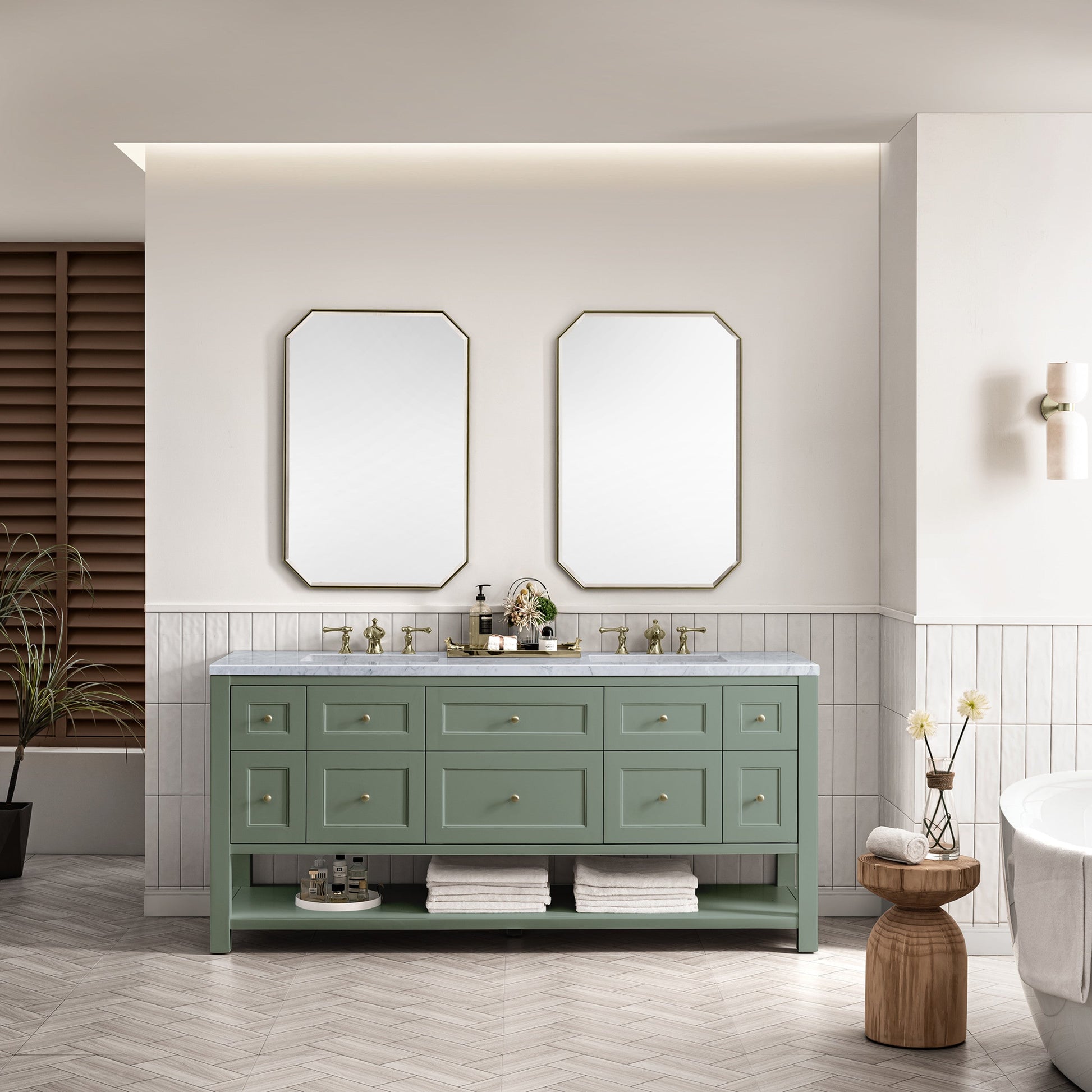 Smokey Celadon / Carrara White - 3 Faucet Holes