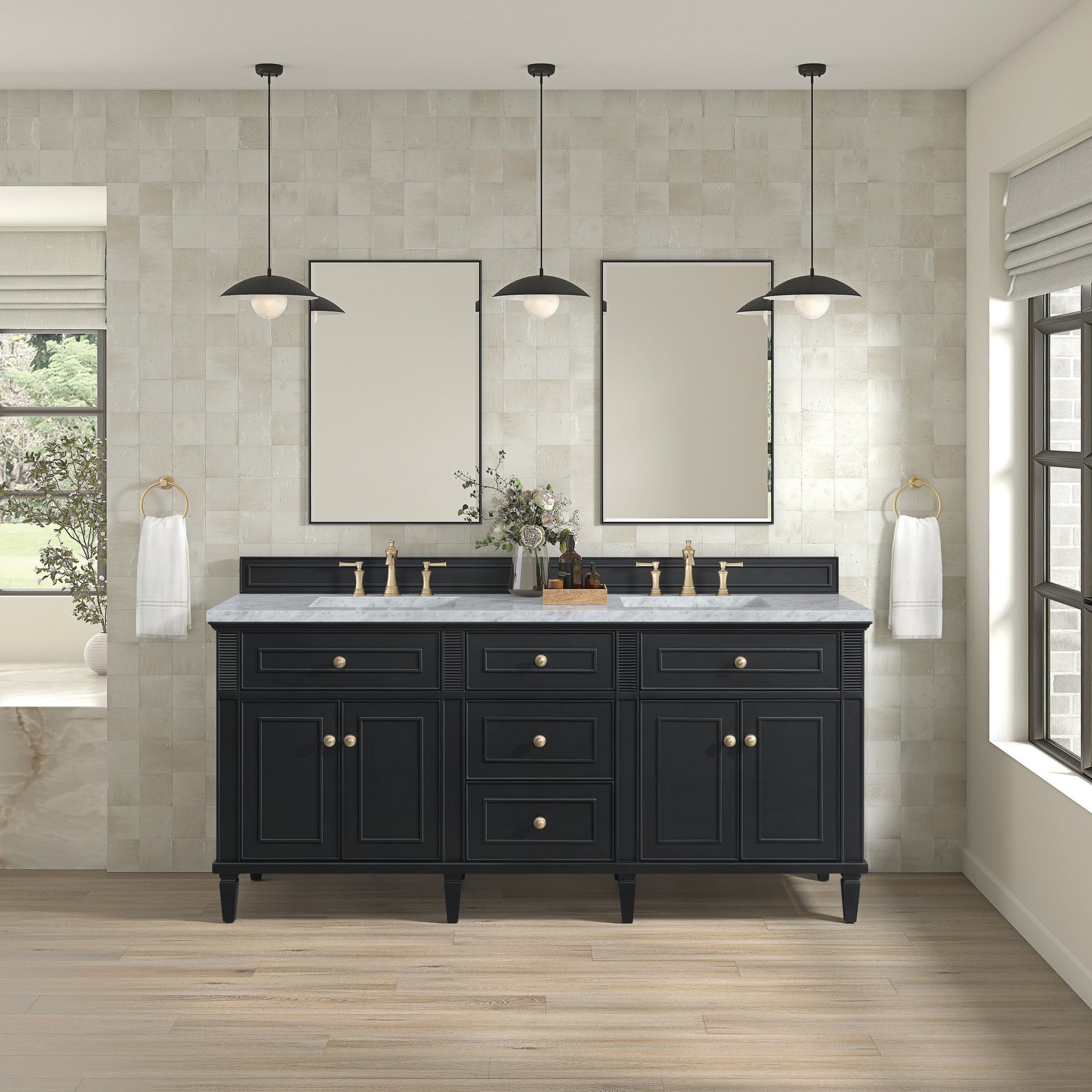 Black Onyx / Carrara White - 3 Faucet Holes
