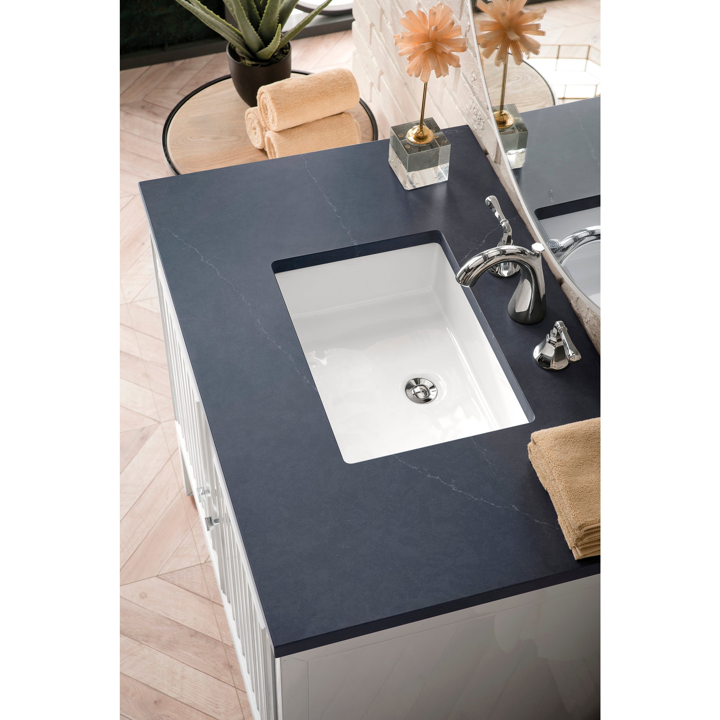 Glossy White / Charcoal Soapstone - 3 Faucet Holes