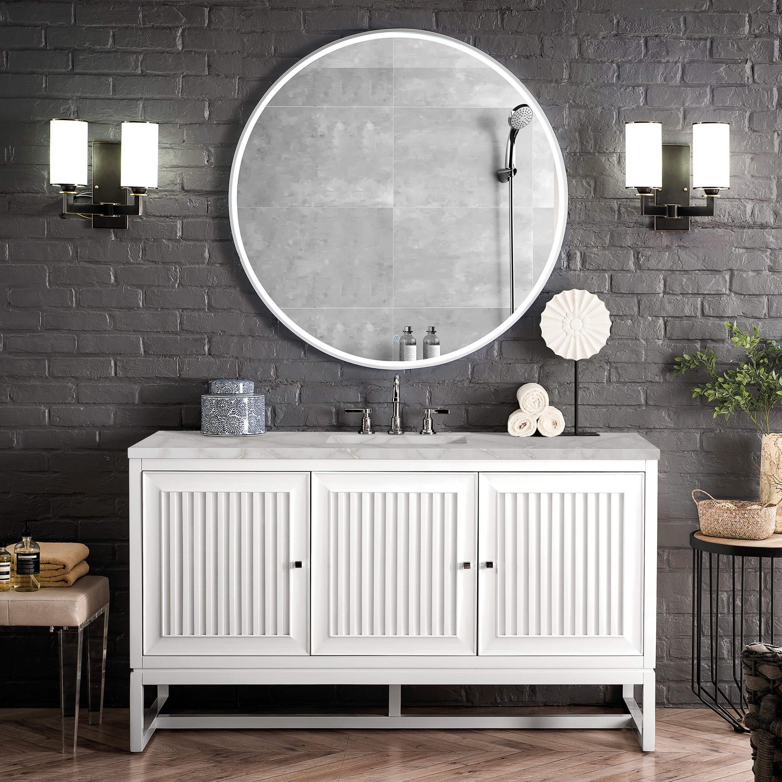 Glossy White / Victorian Silver - 3 Faucet Holes