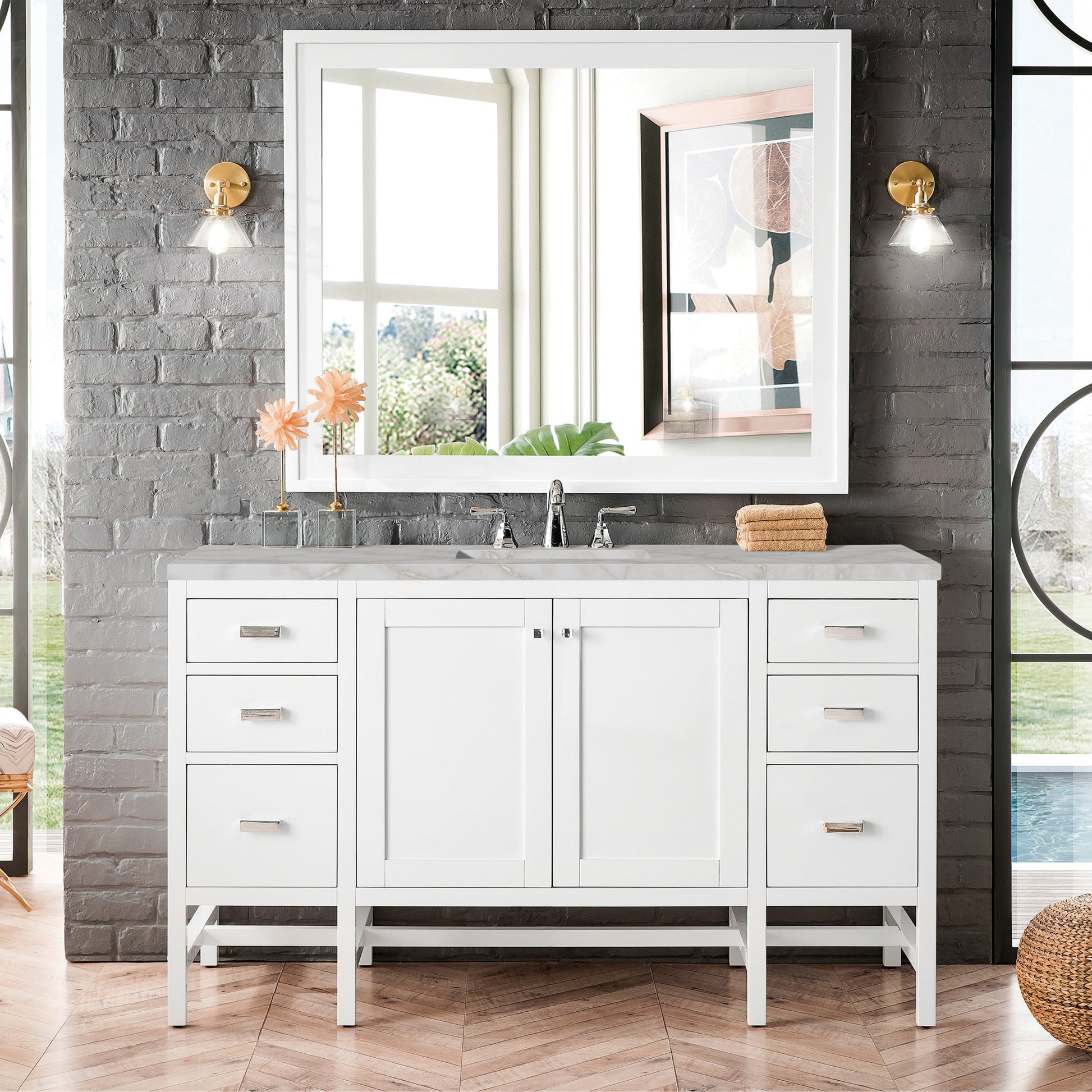 Glossy White / Victorian Silver - 3 Faucet Holes