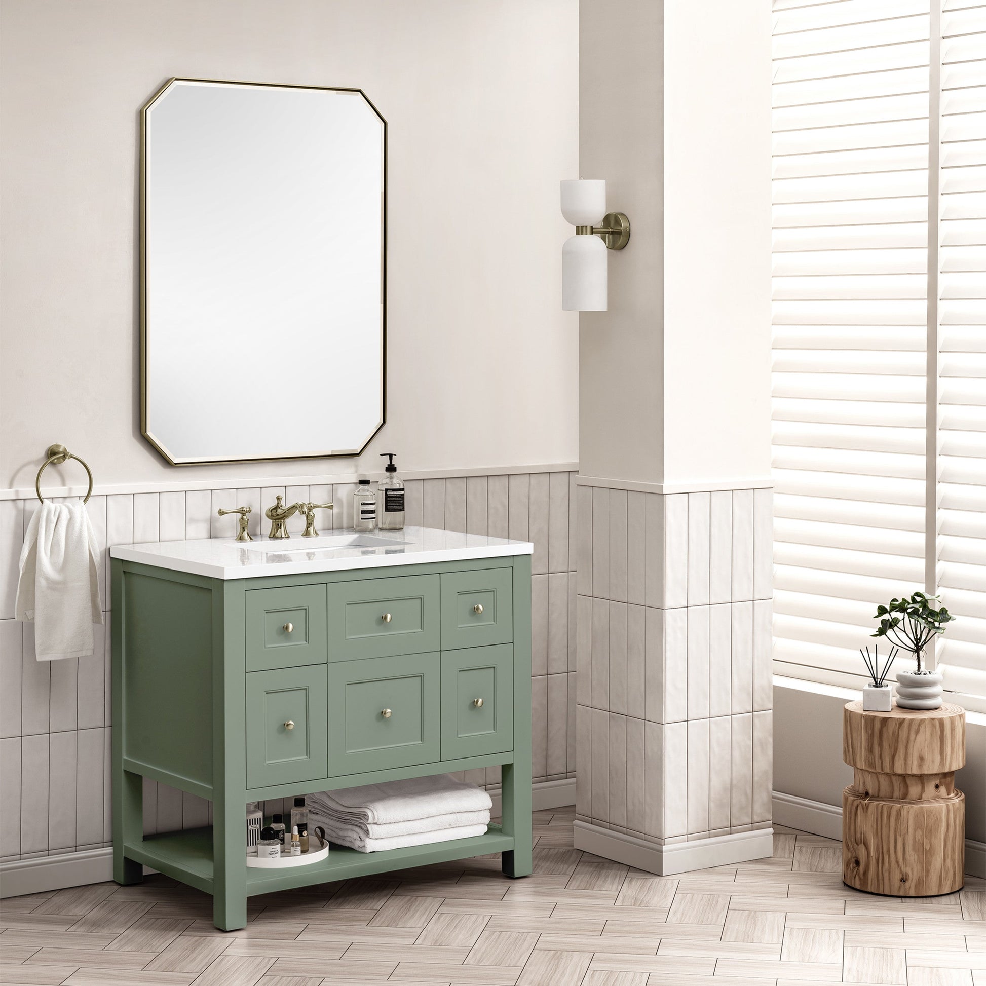 Smokey Celadon / White Zeus - 3 Faucet Holes