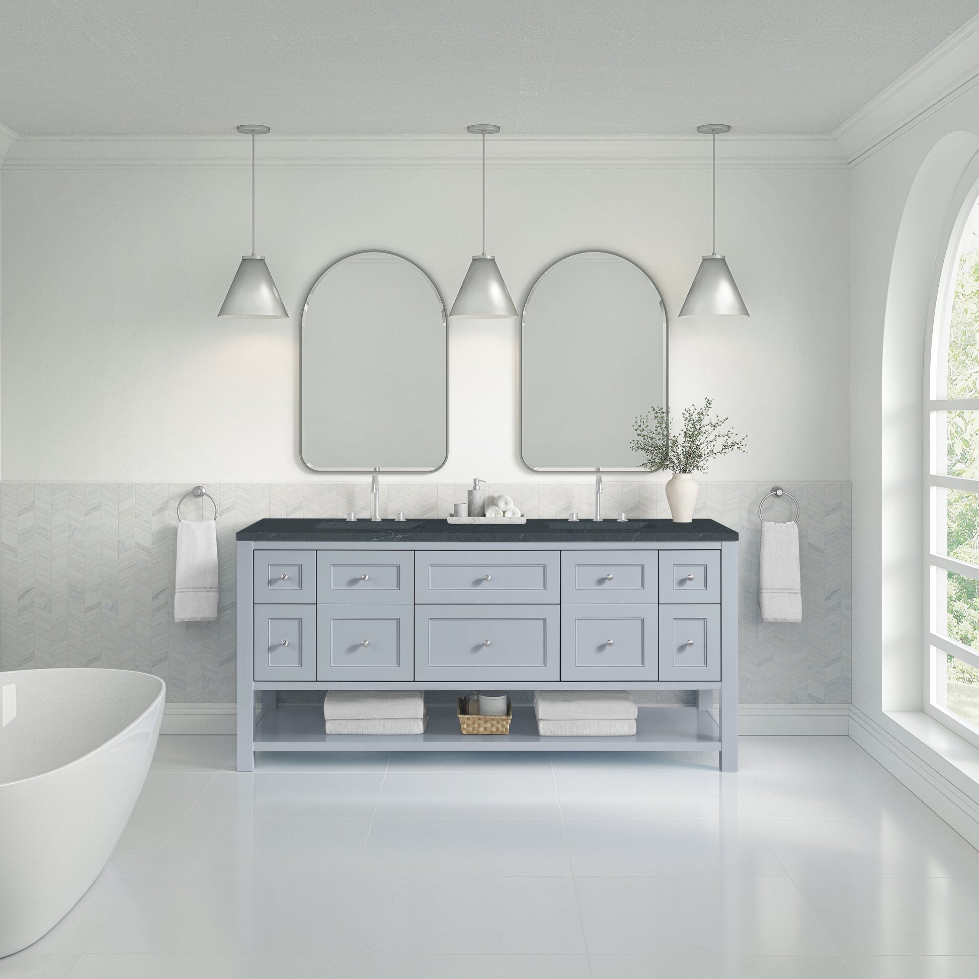 Serenity Blue / Charcoal Soapstone - 3 Faucet Holes