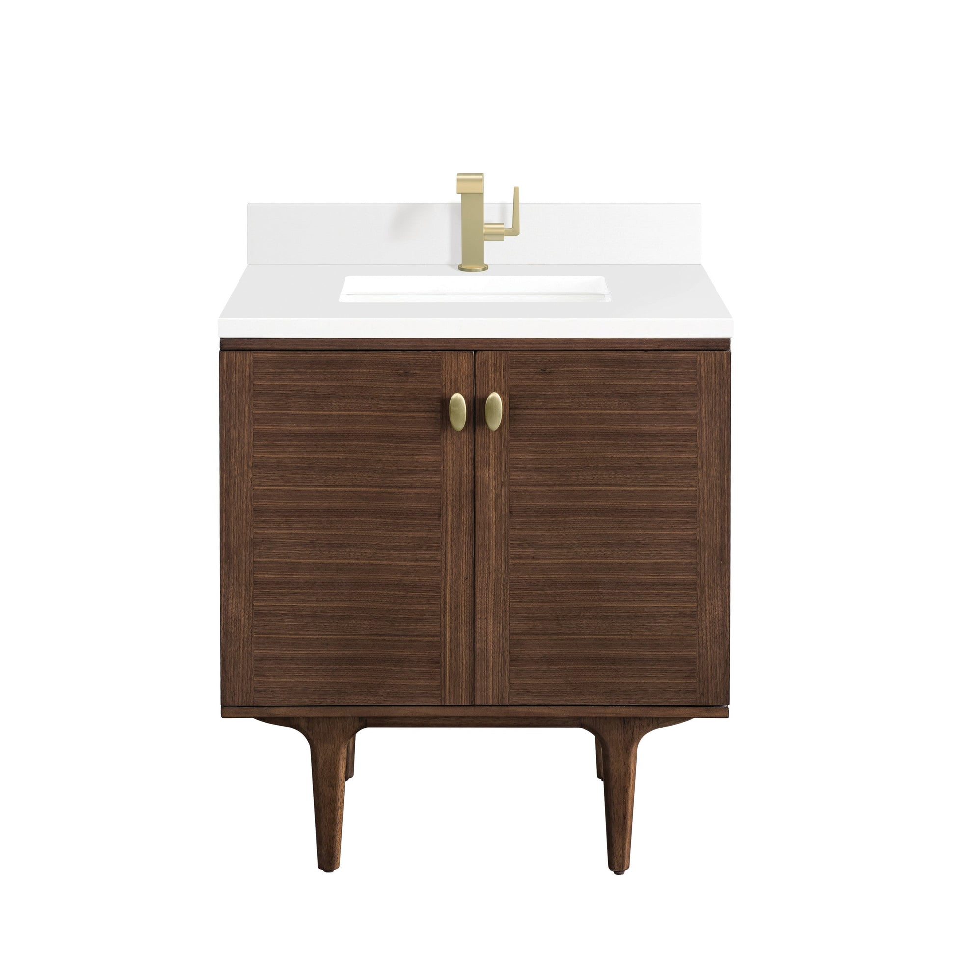 Mid-Century Walnut / White Zeus - 1 Faucet Hole