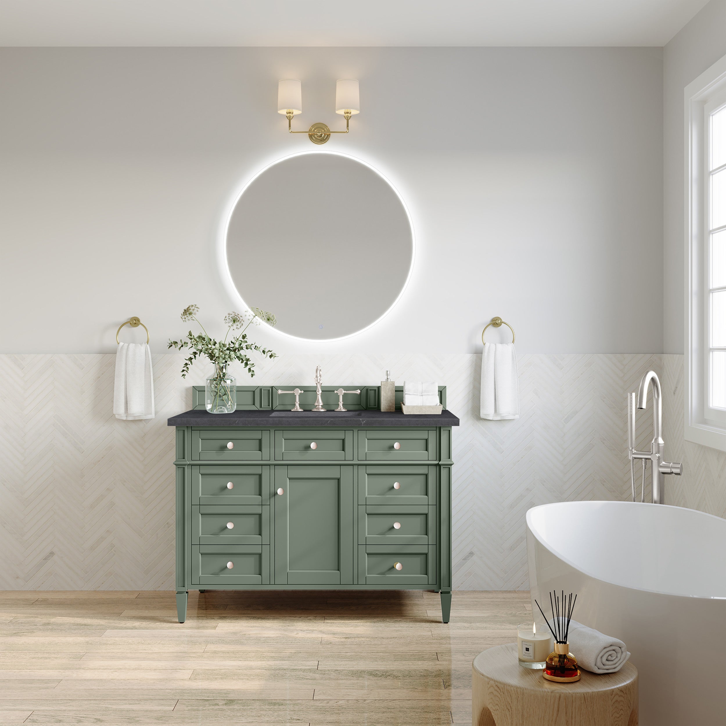 Smokey Celadon / Charcoal Soapstone - 3 Faucet Holes