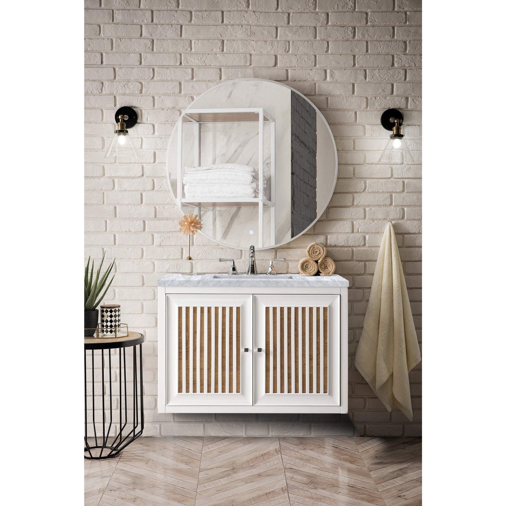 Glossy White / Carrara White - 3 Faucet Holes