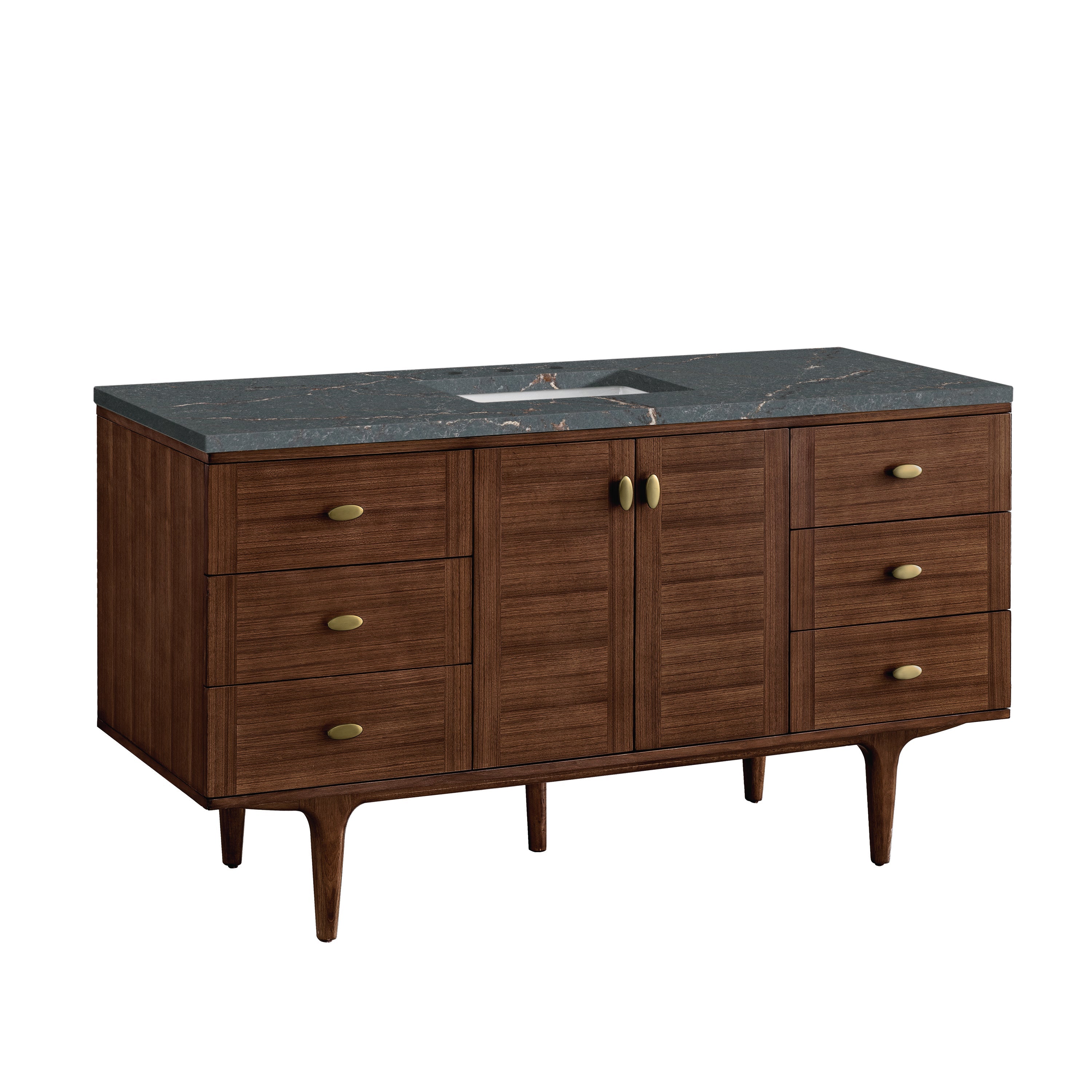 Mid-Century Walnut / Parisien Bleu - 3 Faucet Holes