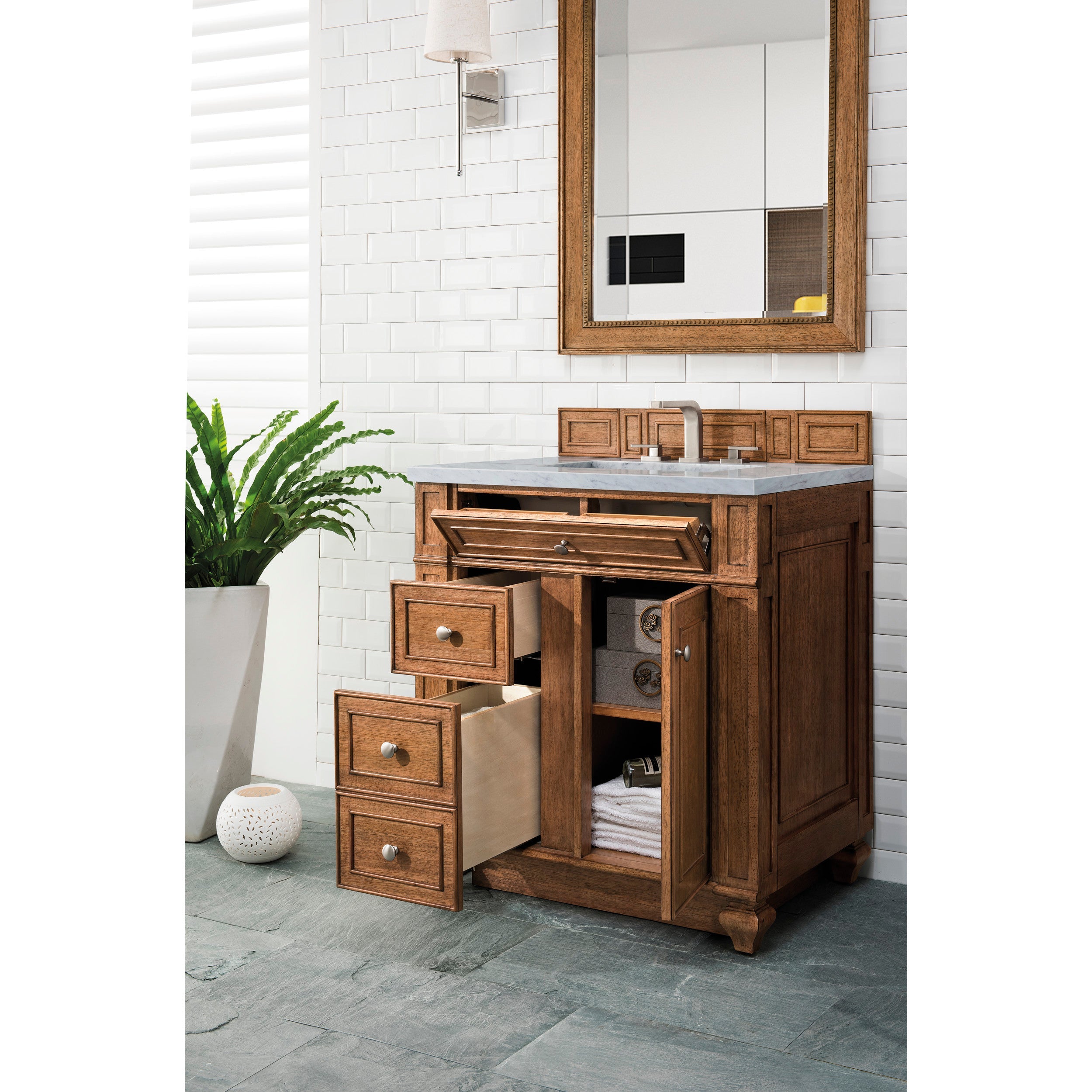 Saddle Brown / Carrara White - 3 Faucet Holes