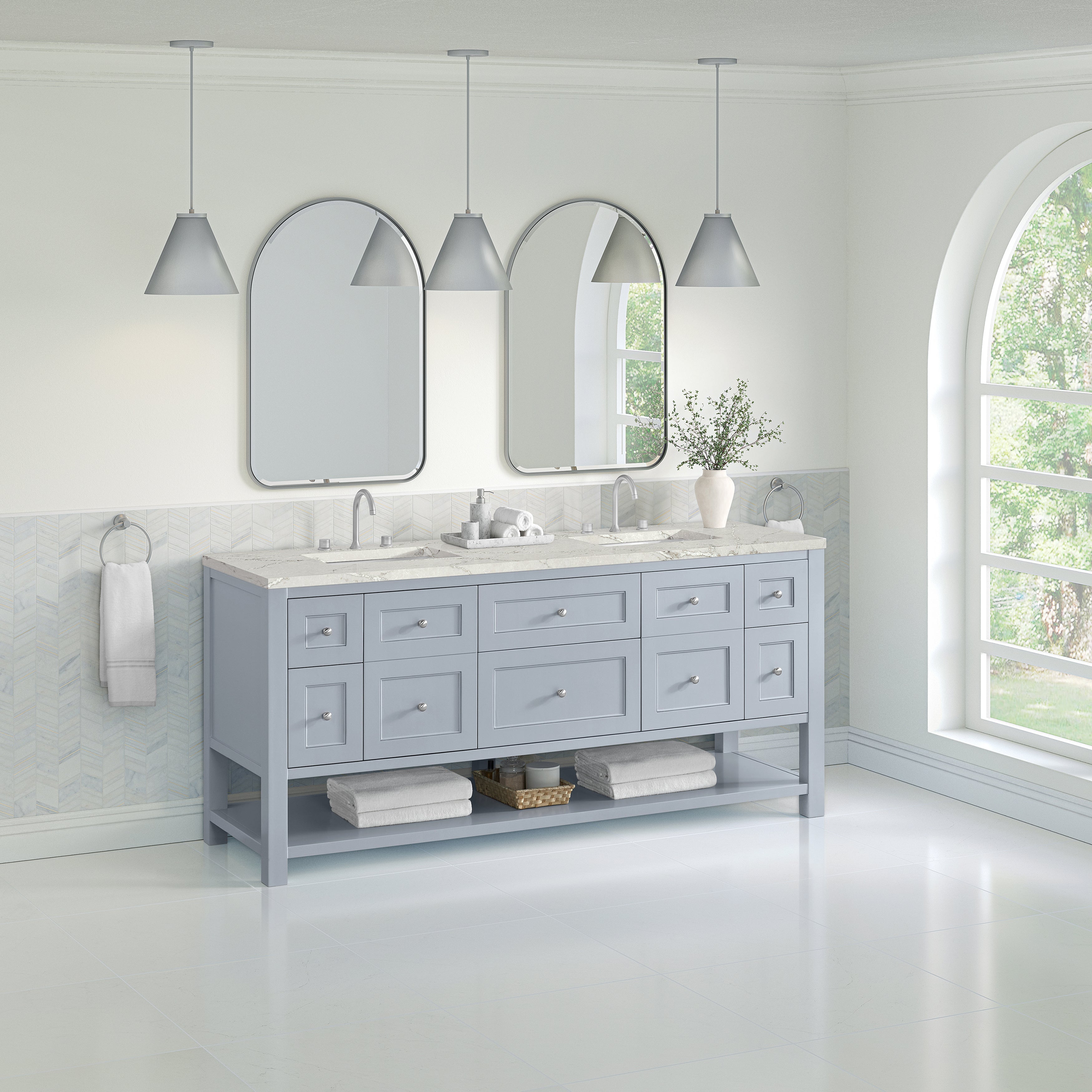 Serenity Blue / Victorian Silver - 3 Faucet Holes