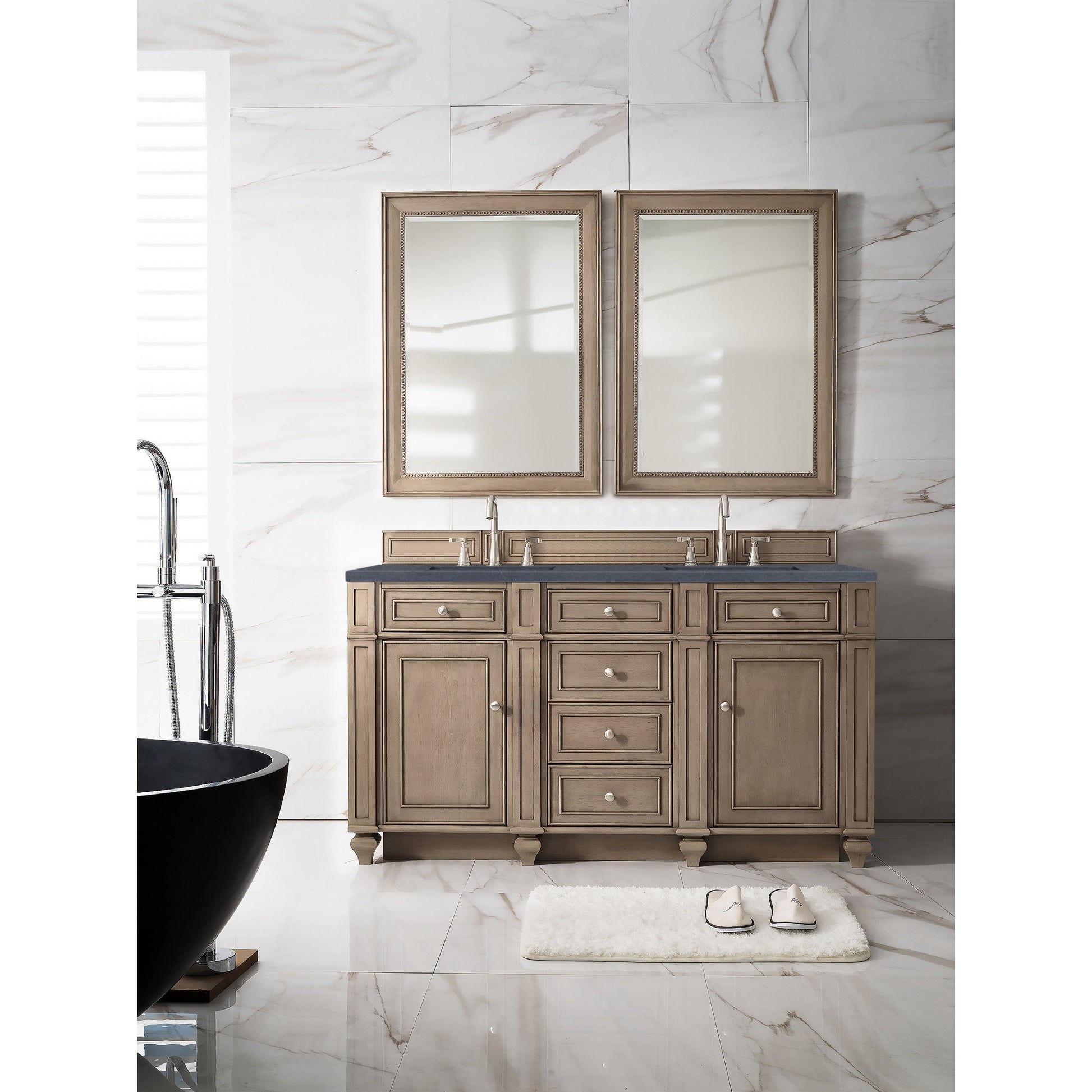 Whitewashed Walnut / Charcoal Soapstone - 3 Faucet Holes